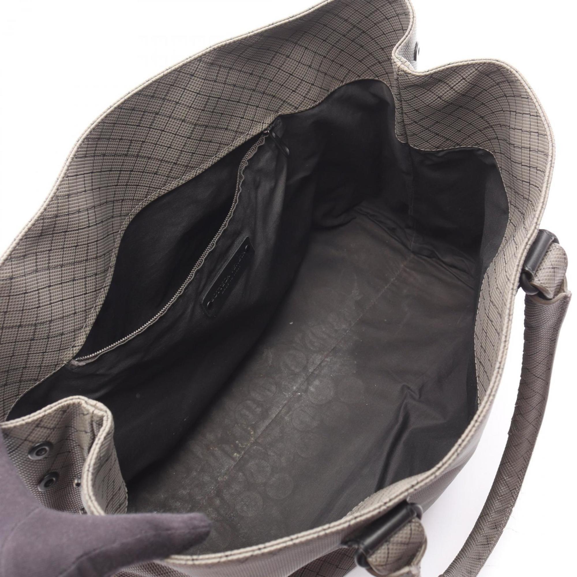 Bottega Veneta Gray Coated Canvas Leather Tote Bag (Pre-Owned)