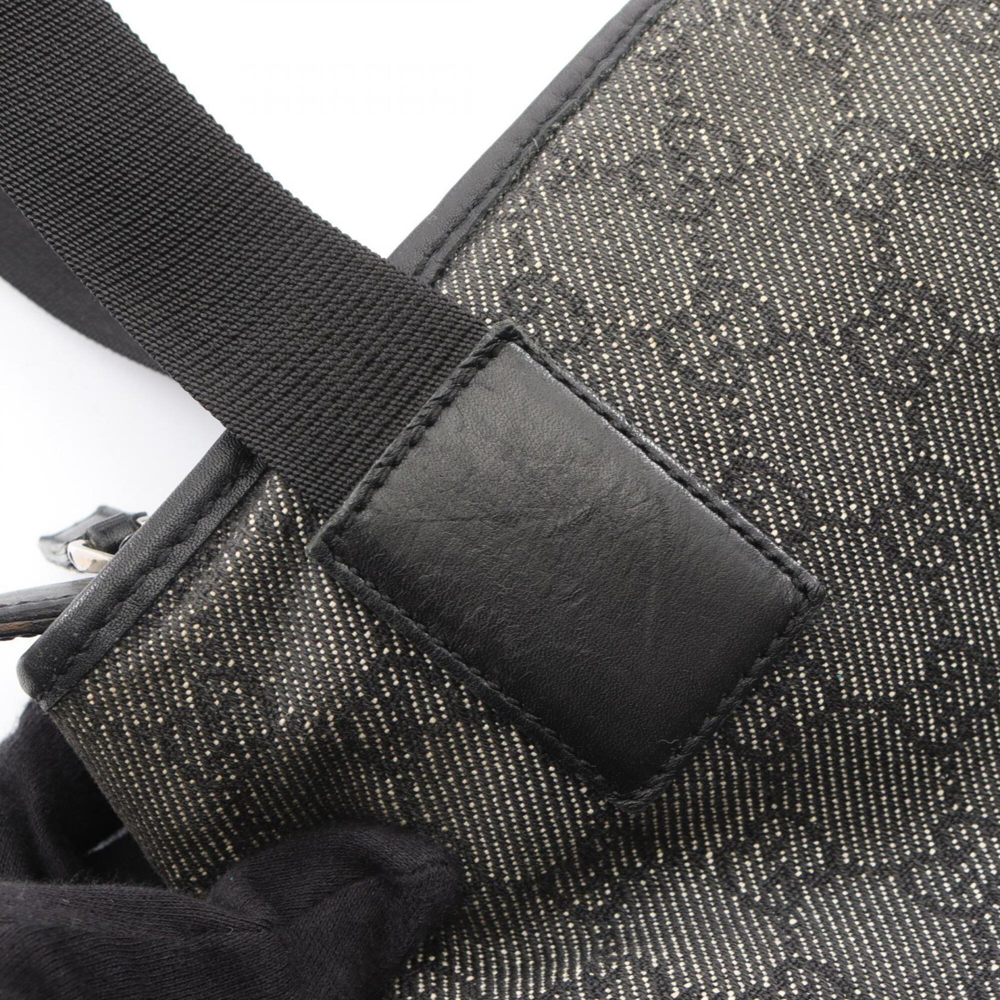 Gucci Black Gray Gg Canvas Leather Handbag Shoulder Bag (Pre-Owned)