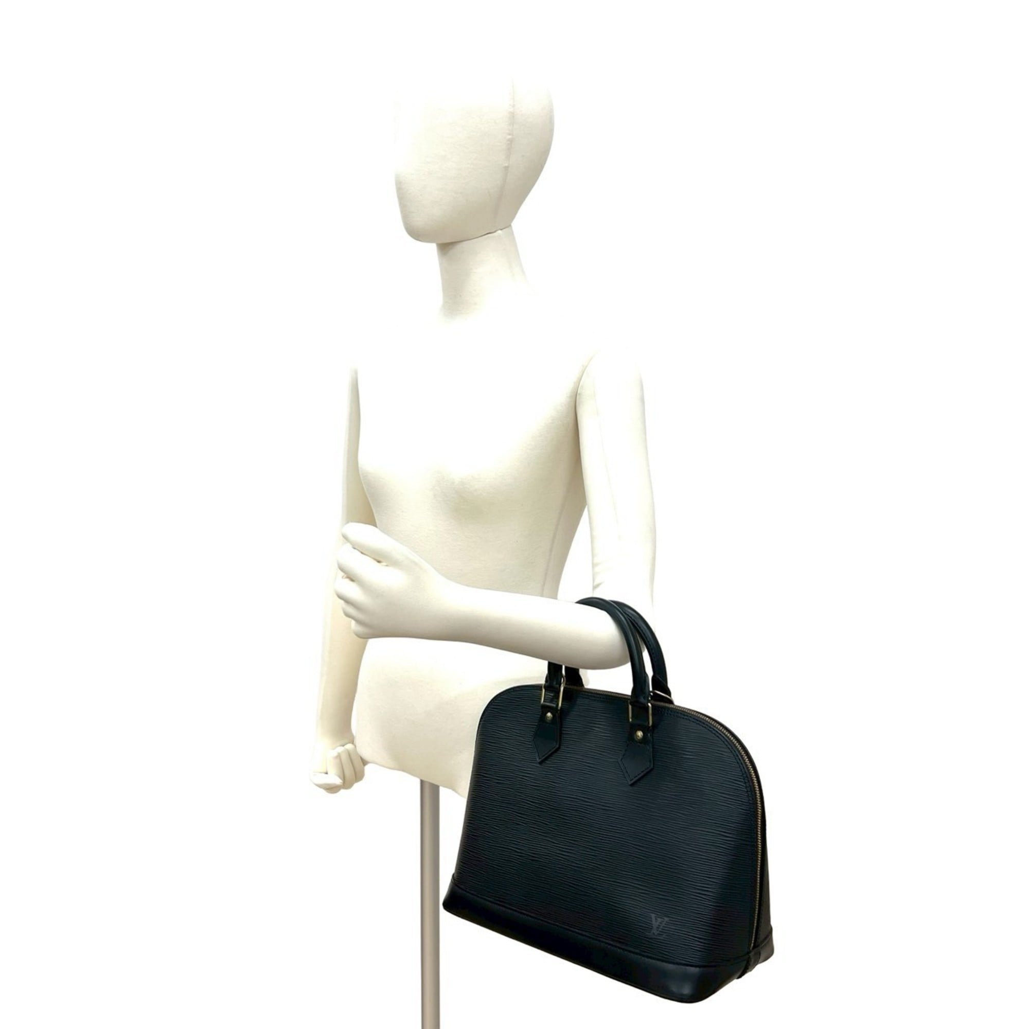 Louis Vuitton Black Leather Boston Bag Handbag (Pre-Owned)