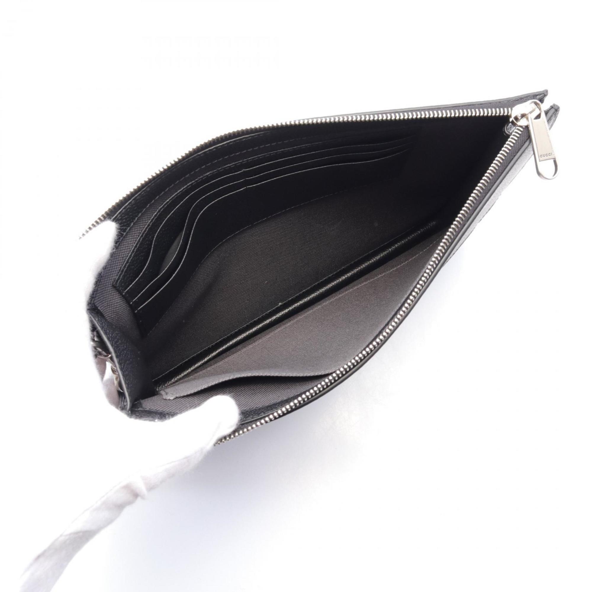 Gucci Black Leather Pvc Clutch Bag