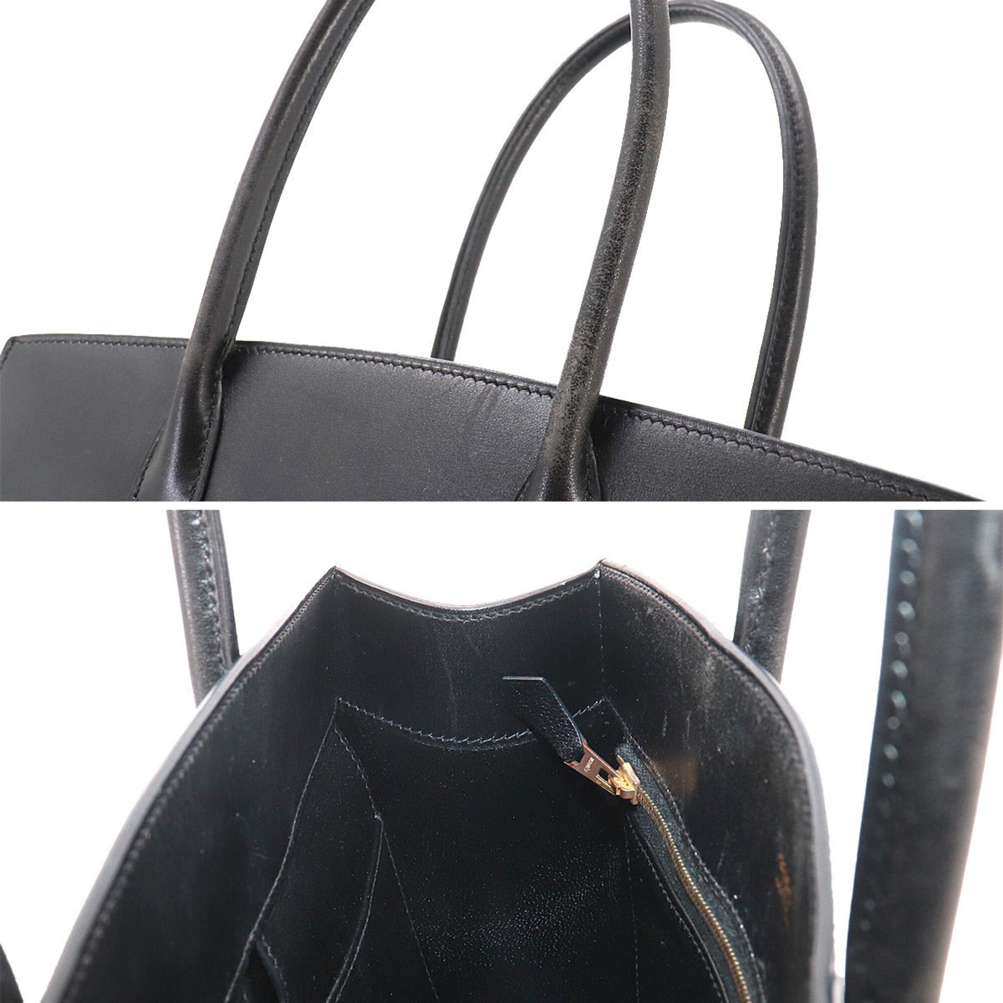 Hermes Black White Box Calf Leather Handbag (Pre-Owned)