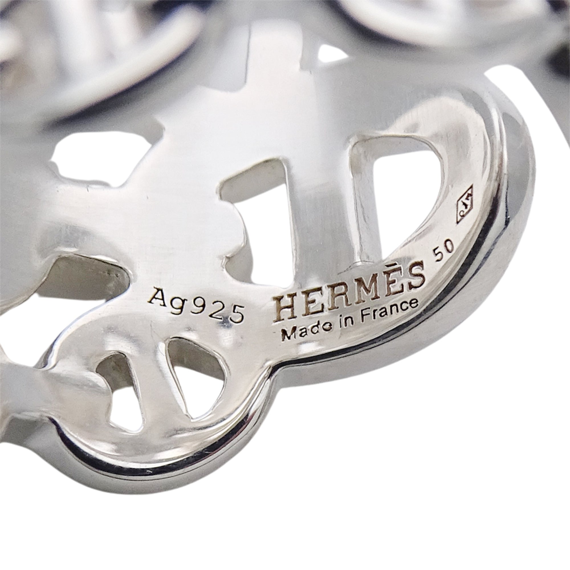 Hermes Silver Silver 925 Band Ring (Pre-Owned)