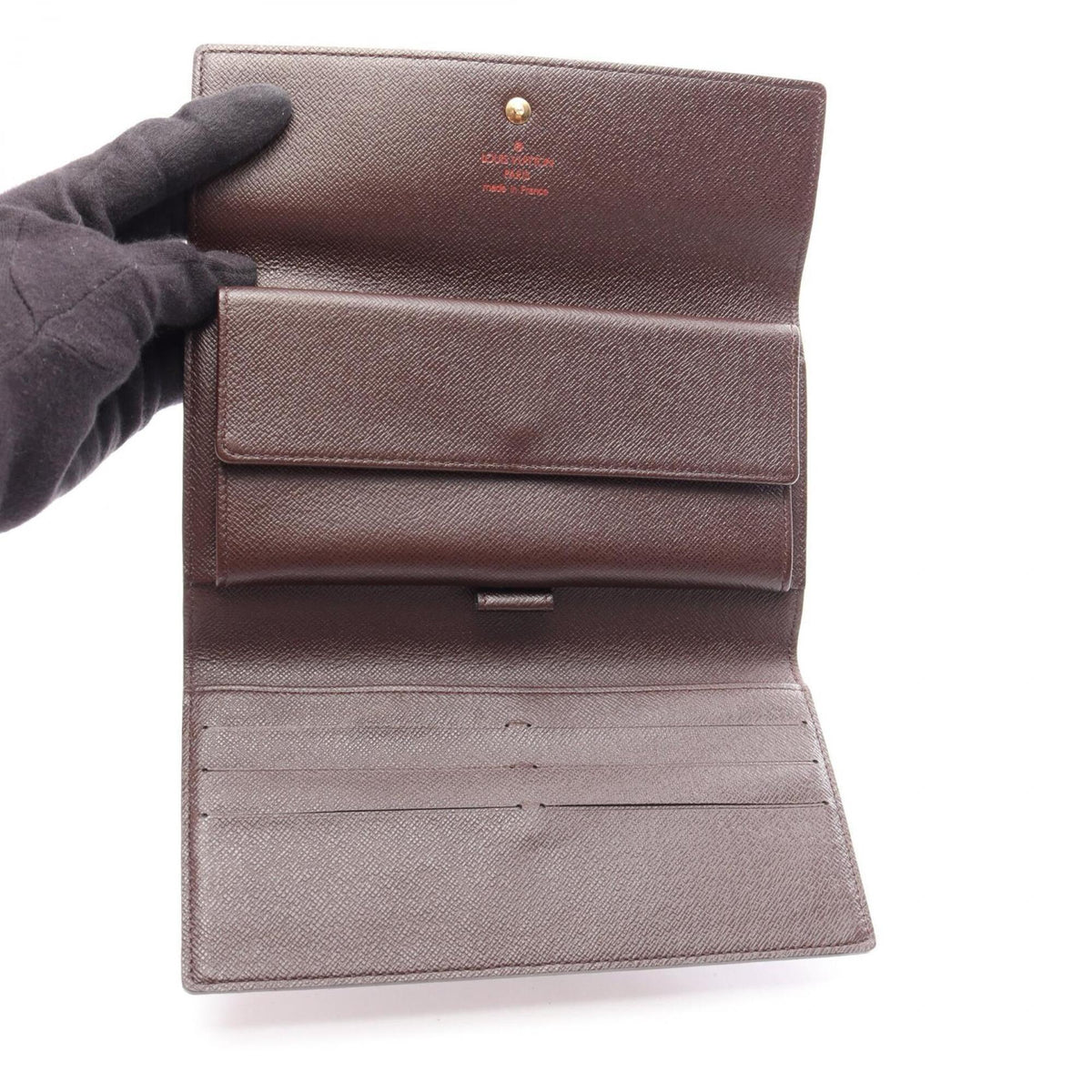 Louis Vuitton Brown Leather Pvc Long Wallet (Tri-Fold) (Pre-Owned)