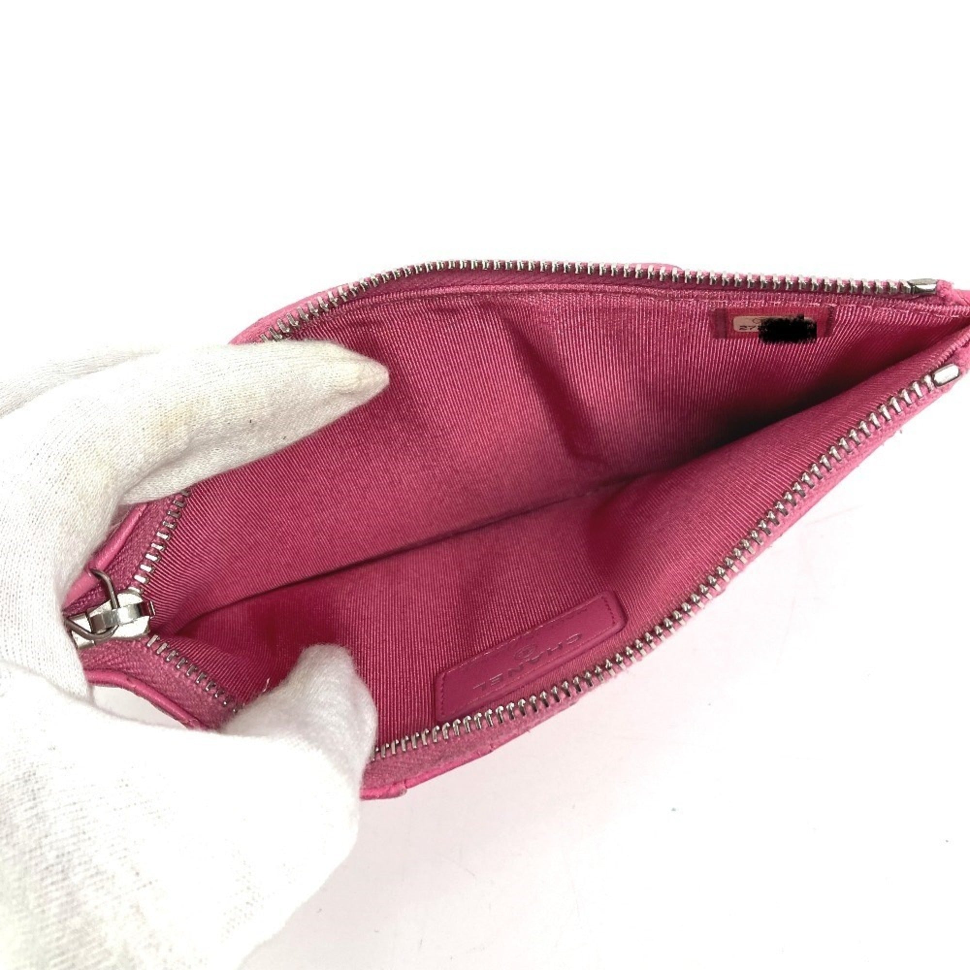 Chanel Pink Leather Long Wallet (Bi-Fold) (Pre-Owned)