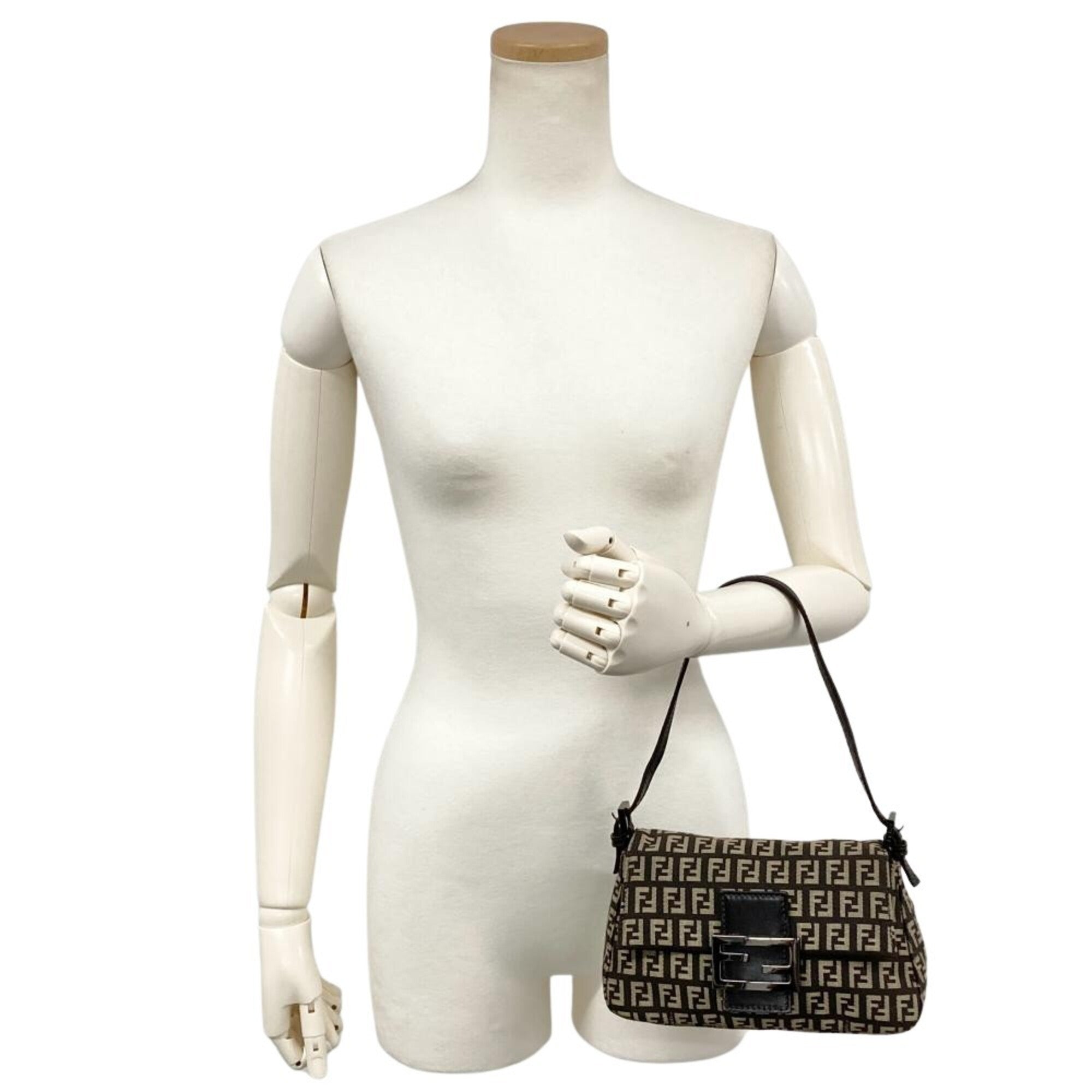 Fendi Brown Jacquard Leather Shoulder Bag (Pre-Owned)