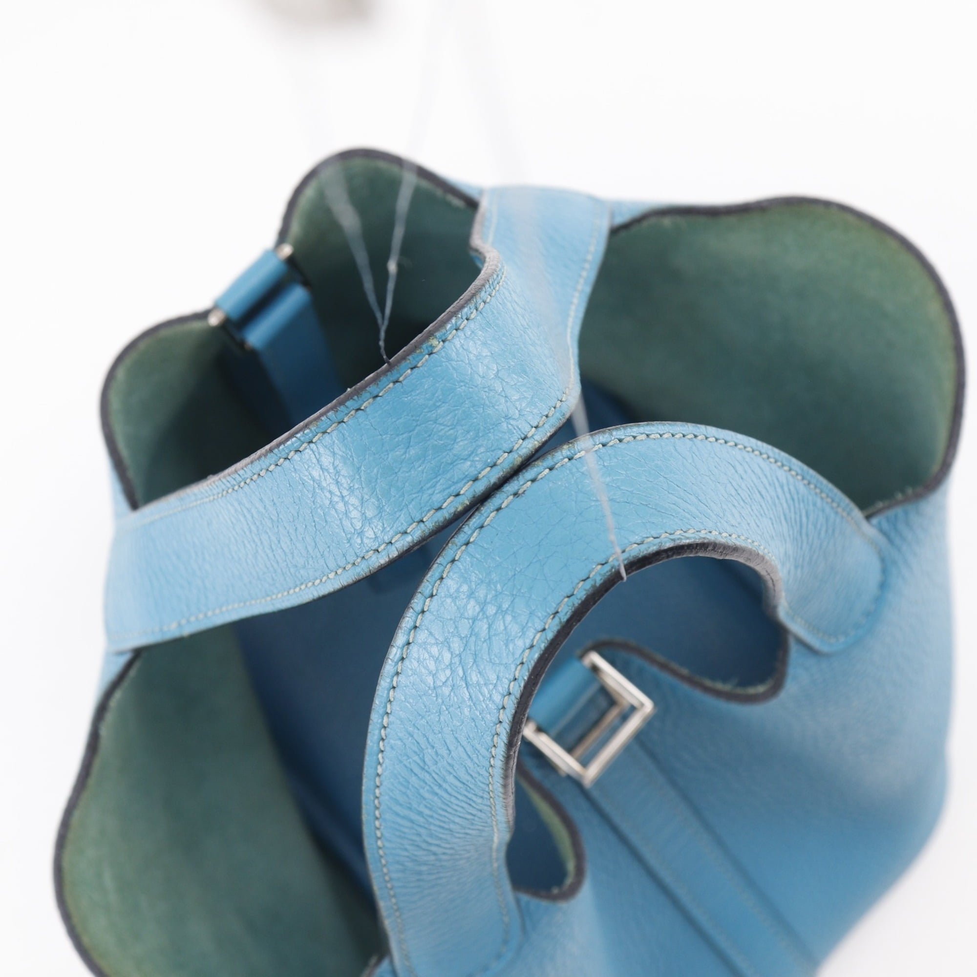 Hermes Blue Green Taurillon Clemence Leather Handbag (Pre-Owned)