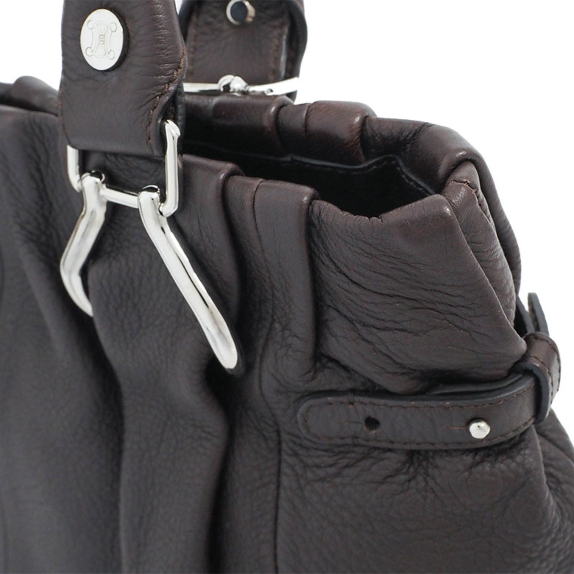Celine Dark Brown Leather Shoulder Bag (Pre-Owned)