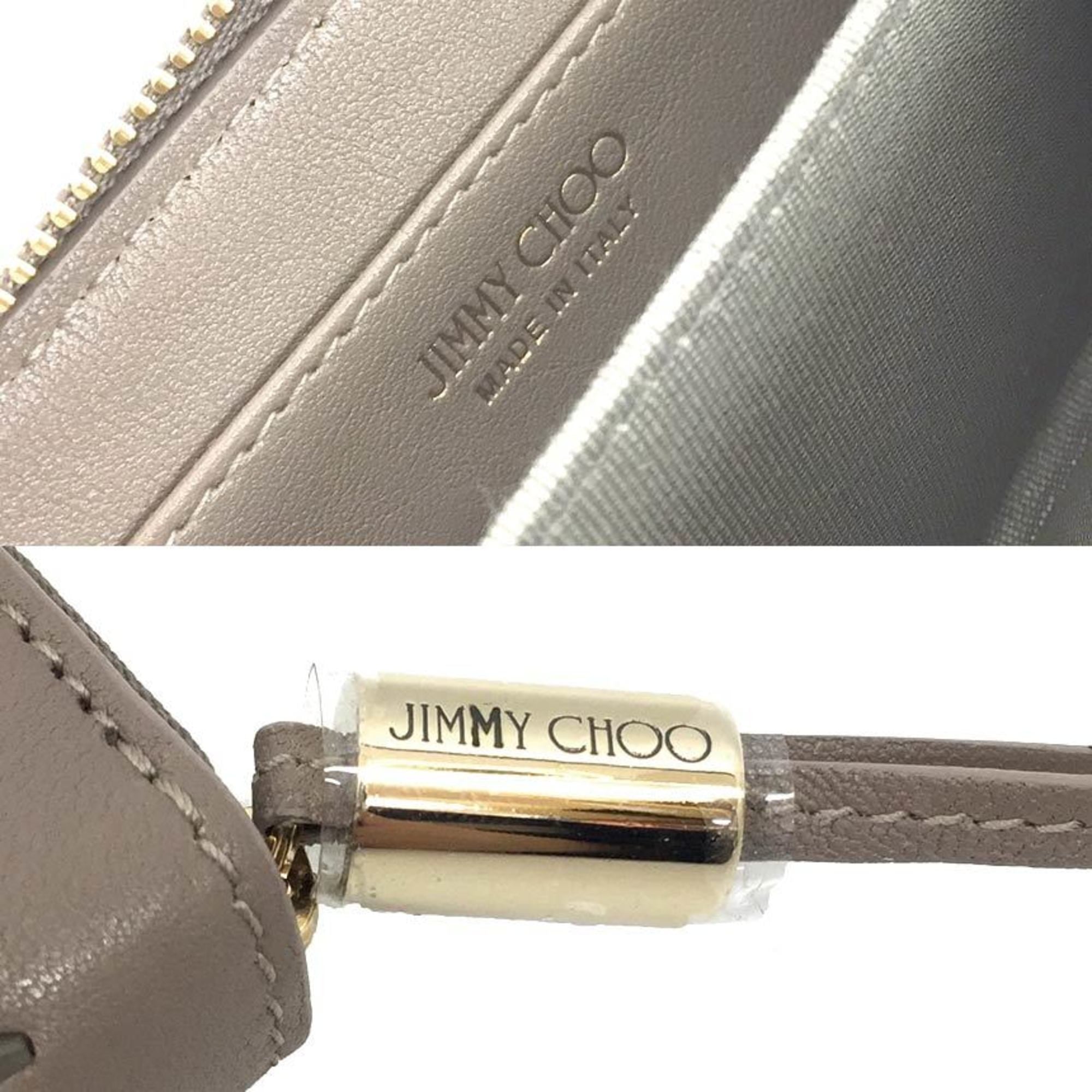 Jimmy Choo Grayish Metallic Leather Coin Purse/Coin Case (Pre-Owned)