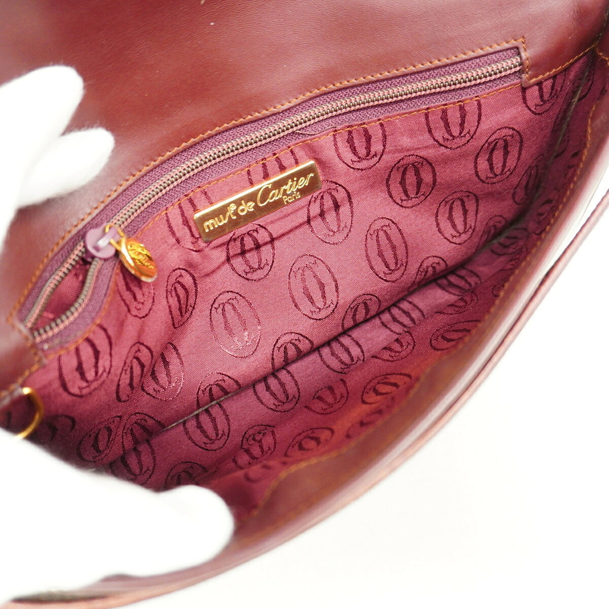 Cartier Bordeaux Leather Clutch Bag (Pre-Owned)
