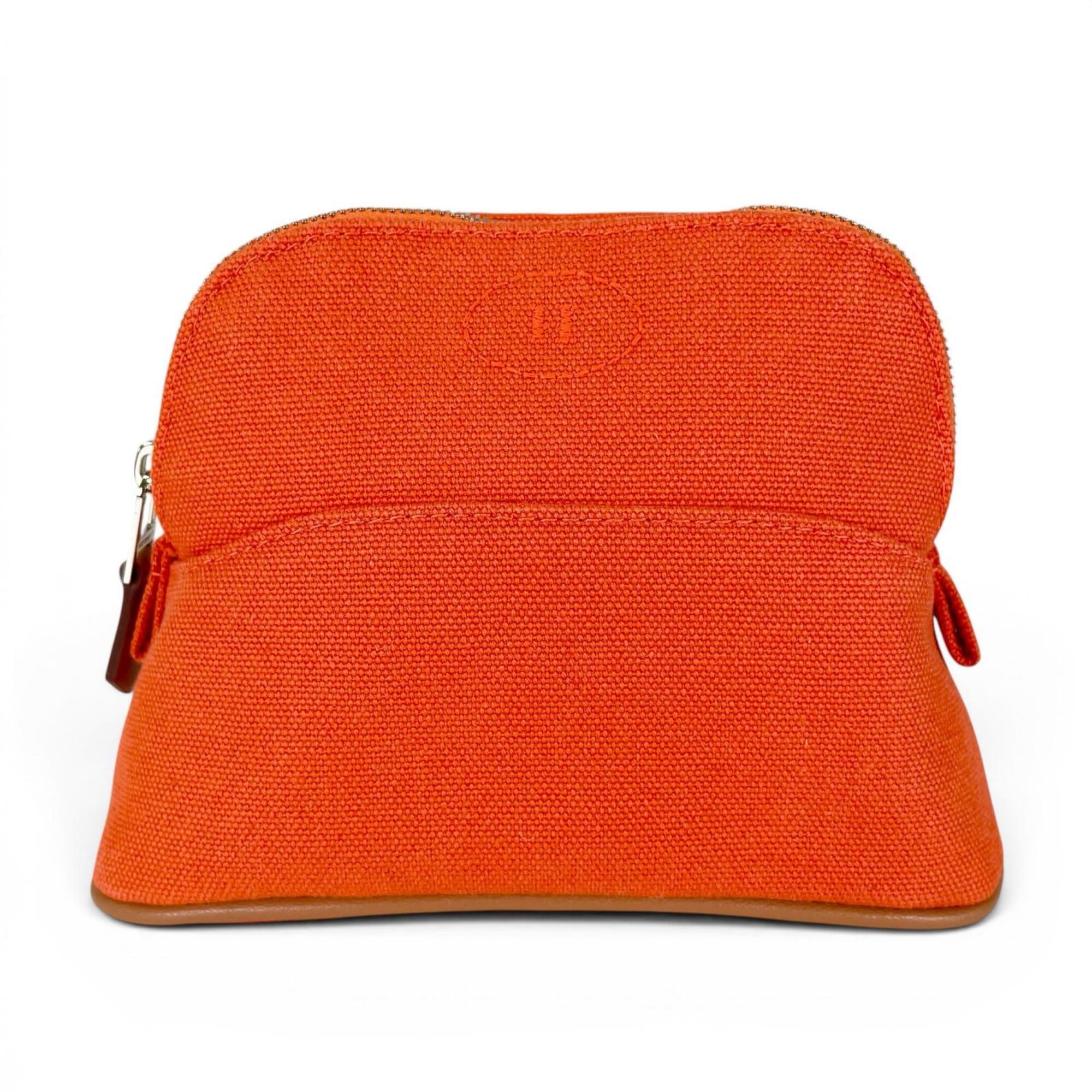 Hermes Orange Cotton Elastane Polyamide Leather Pouch (Pre-Owned)