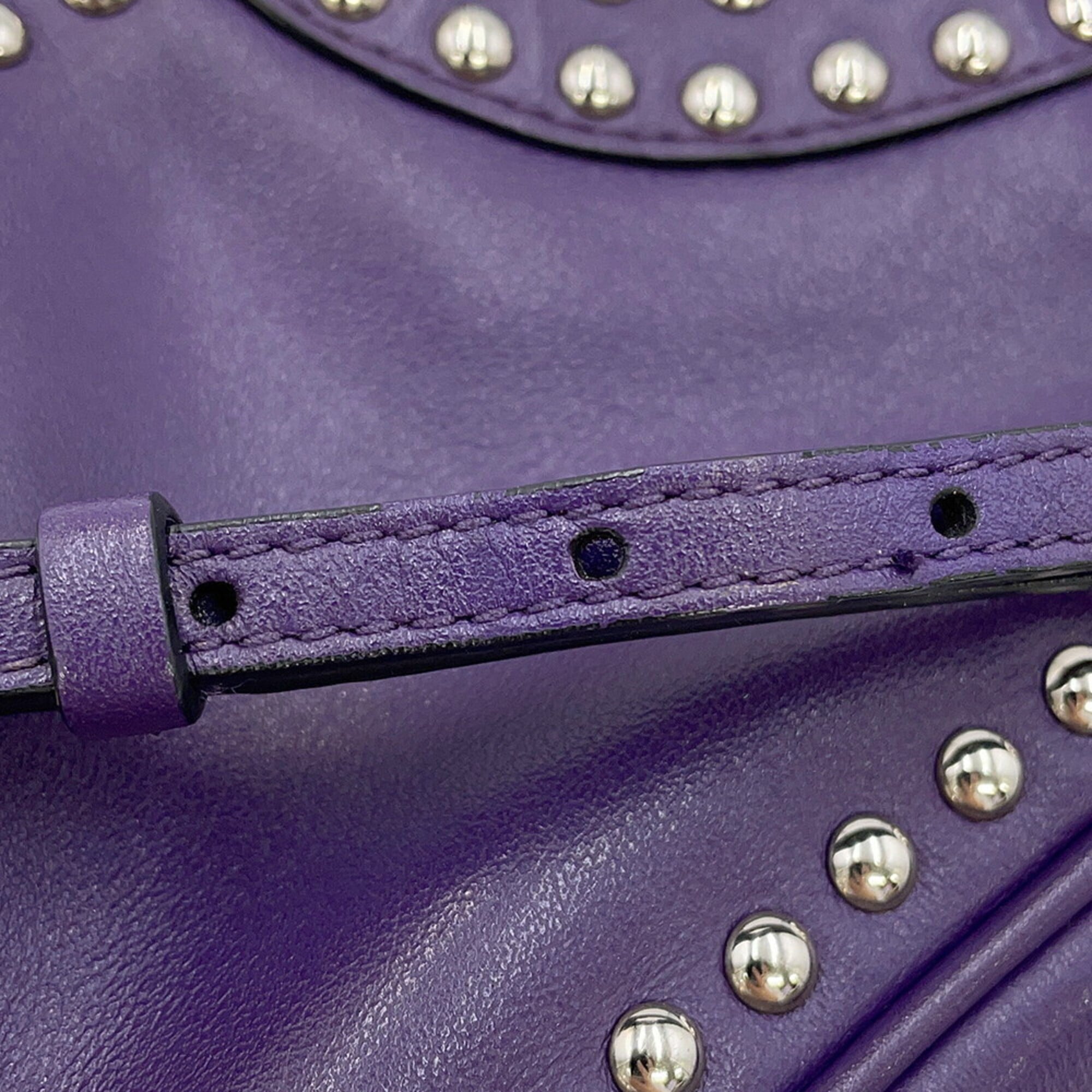 Prada Purple Leather Handbag Shoulder Bag (Pre-Owned)