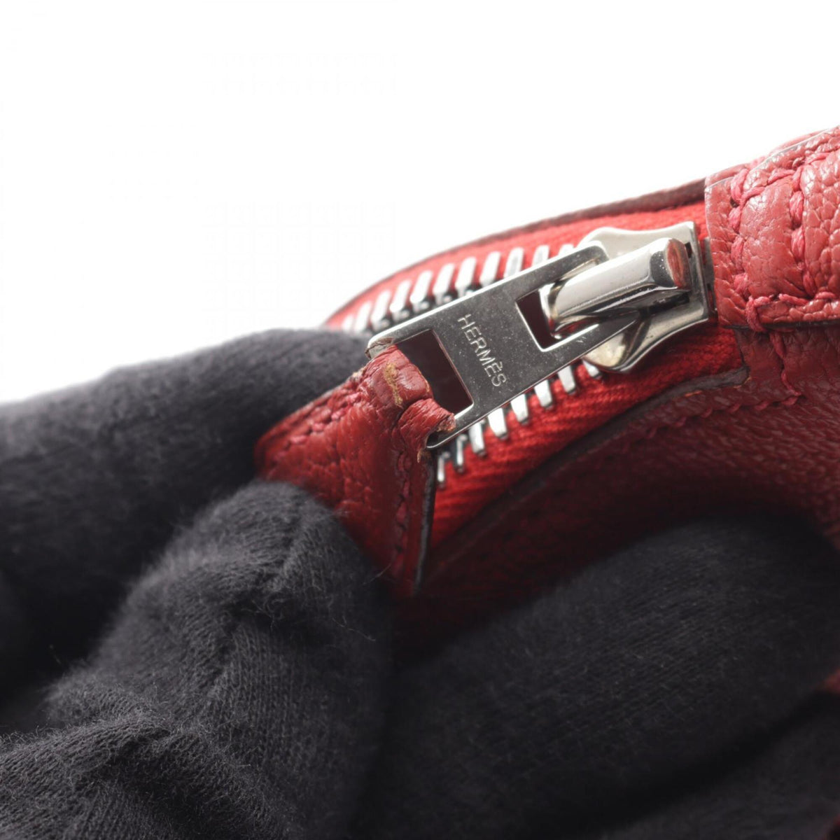 Hermes Red Color Rouge Garance Chevre Coromandel Leather Leather Handbag (Pre-Owned)