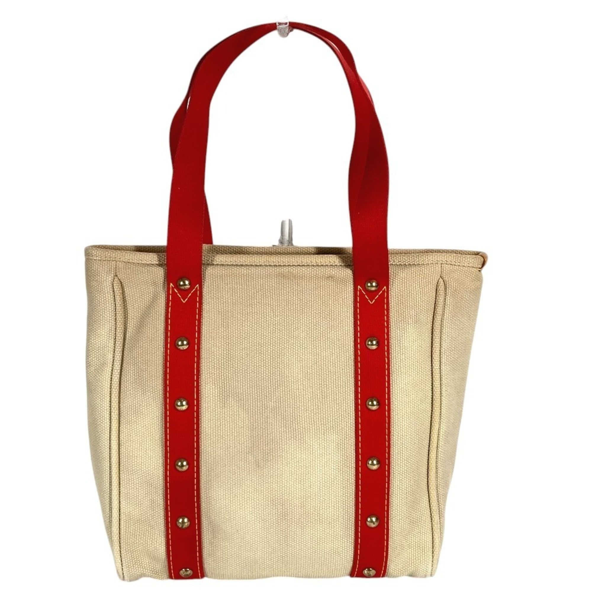 Louis Vuitton Beige Red Color Canvas Shoulder Bag Tote Bag (Pre-Owned)