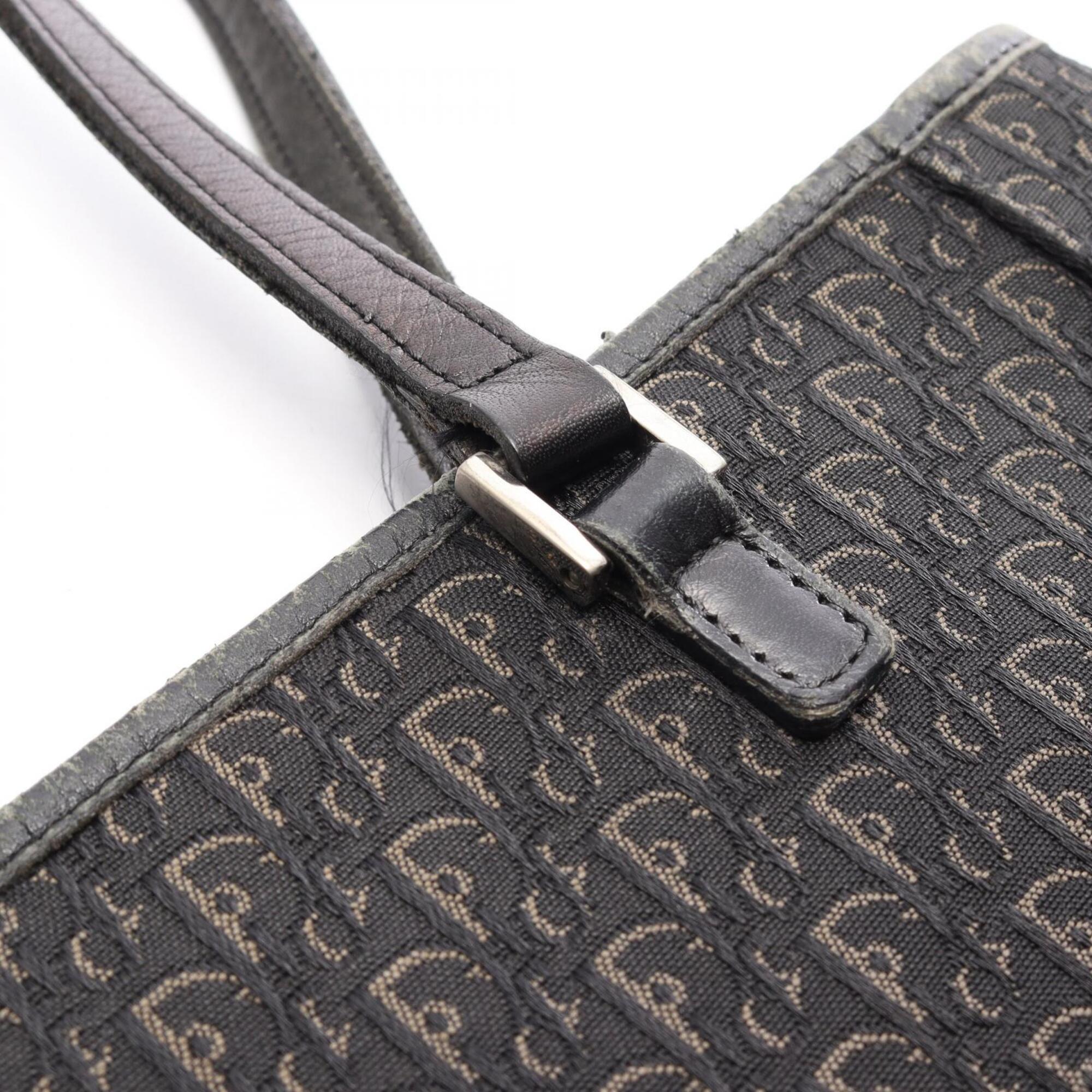 Christian Dior Black Canvas Leather Handbag Tote Bag (Pre-Owned)