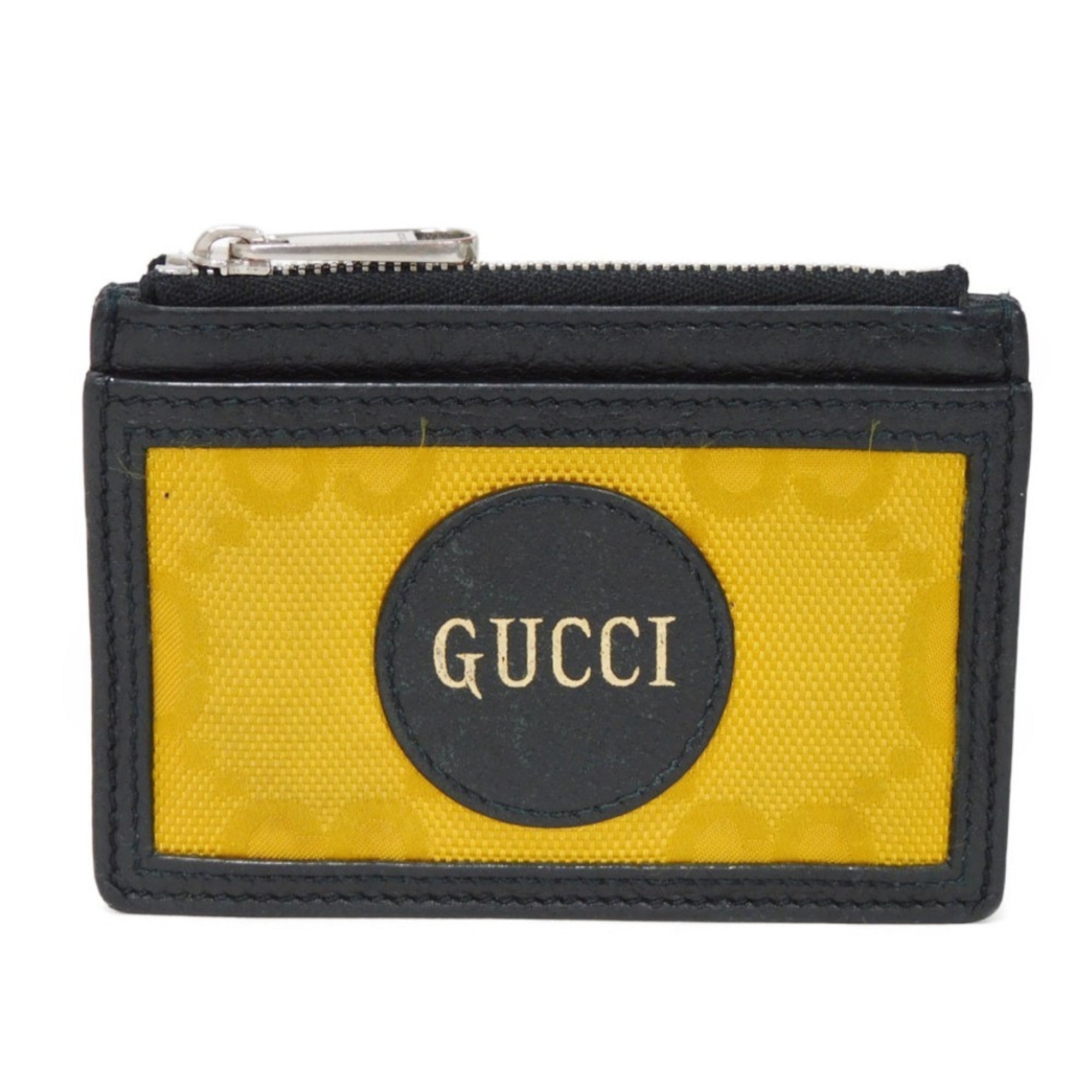 Gucci Black Yellow Nylon Leather Coin Purse/Coin Case (Pre-Owned)