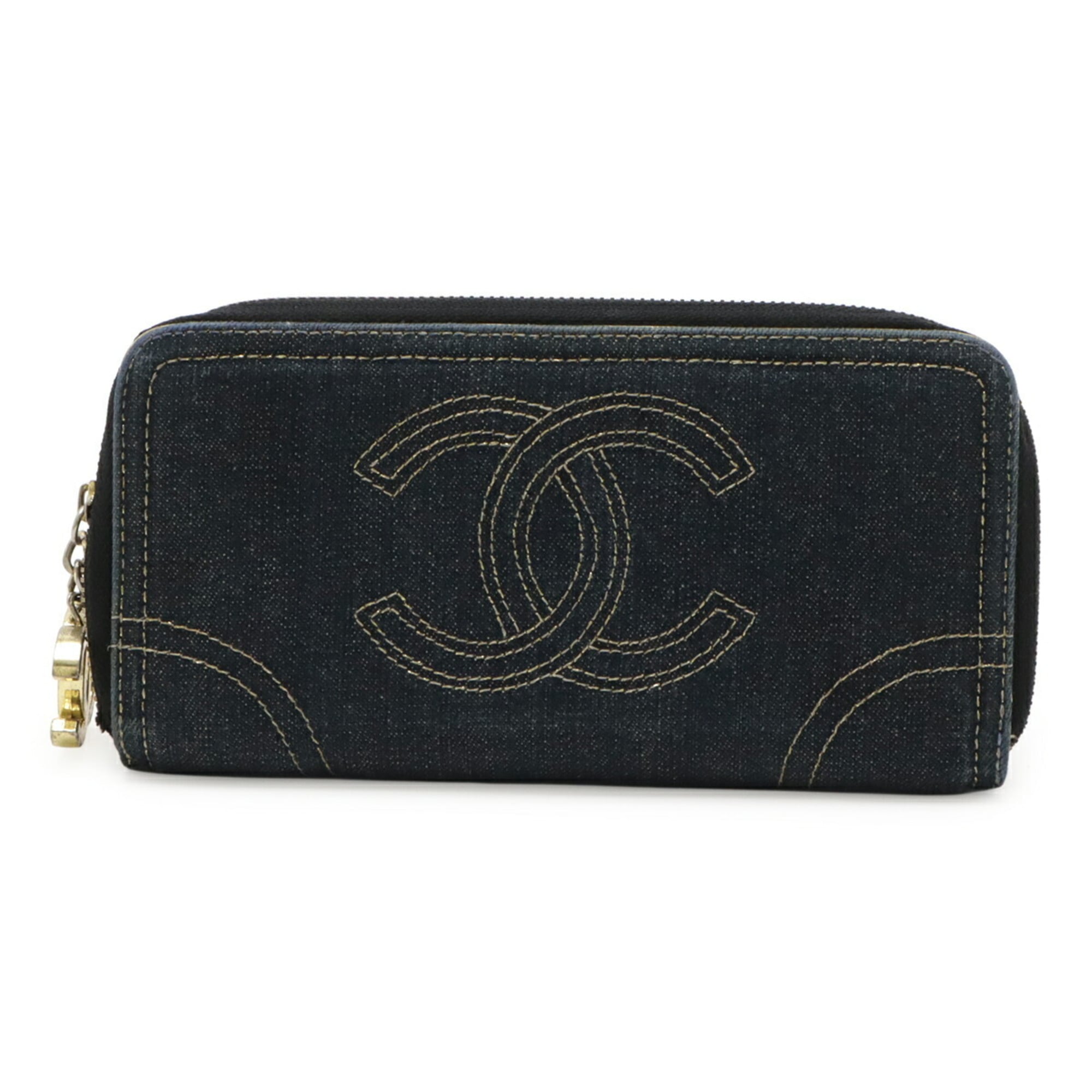 Chanel Denim Leather Long Wallet (Bi-Fold) (Pre-Owned)
