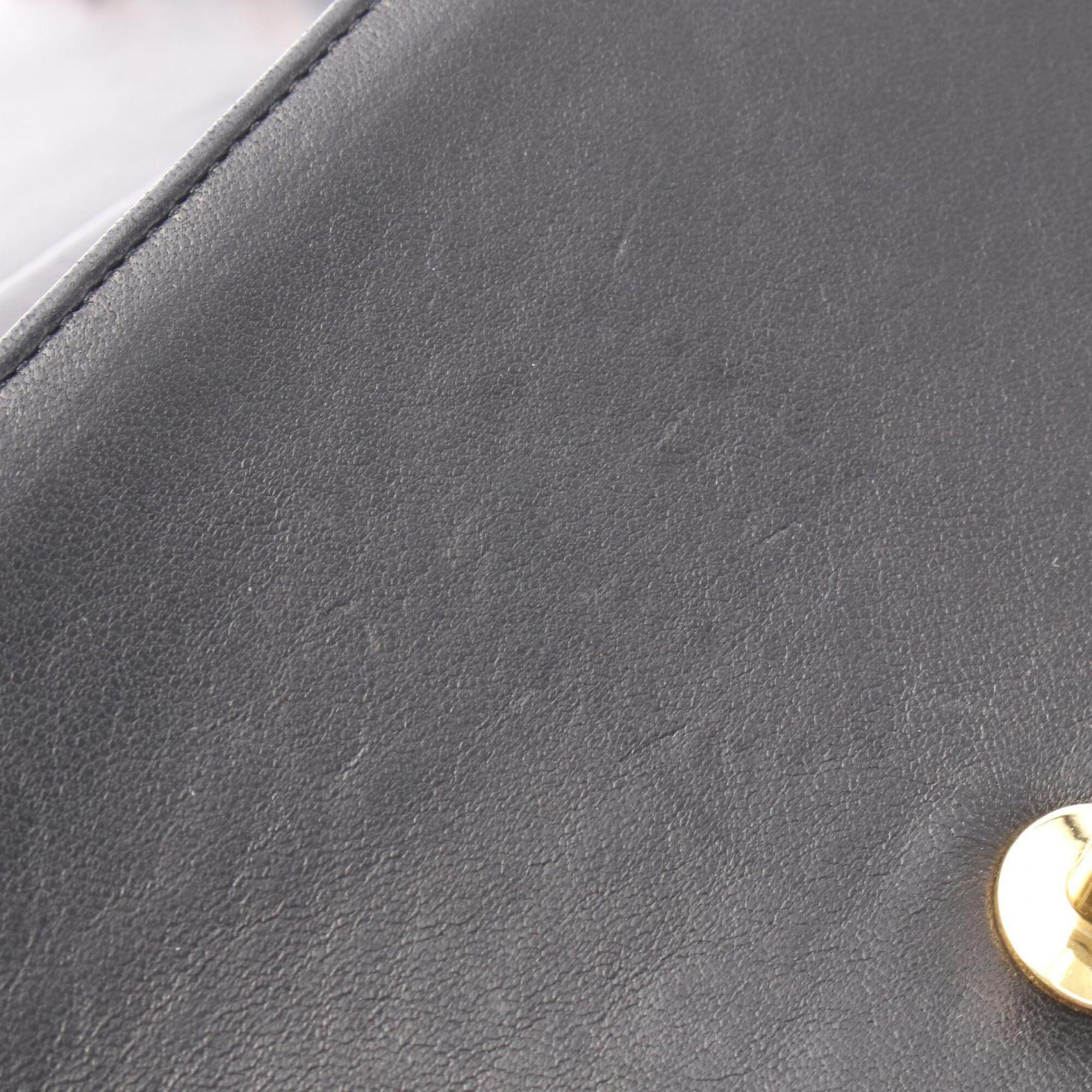 Chanel Black Leather Handbag Shoulder Bag (Pre-Owned)