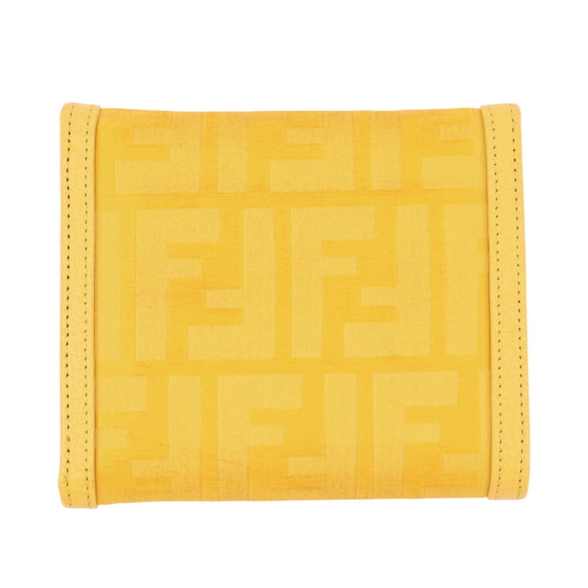 Fendi Zucca Yellow Nylon Canvas Leather Wallet (Tri-Fold) (Pre-Owned)