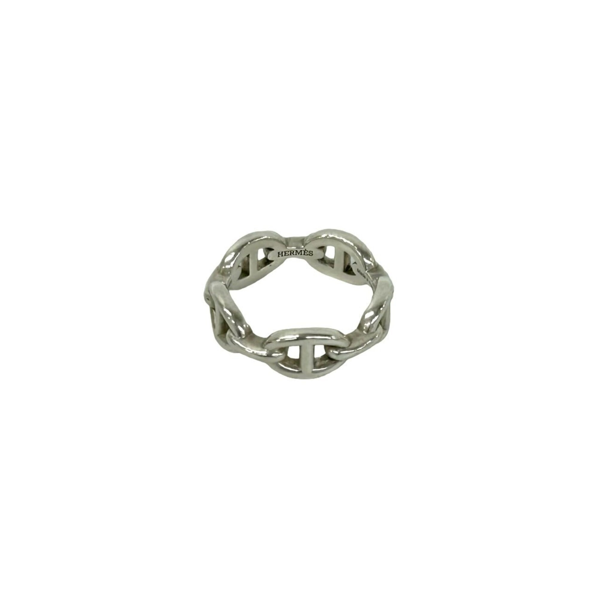 Hermes Silver Silver 925 Band Ring (Pre-Owned)