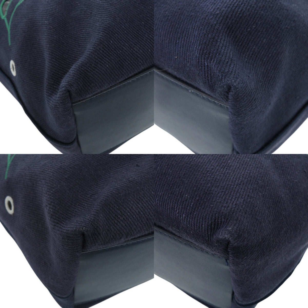 Chloé Green Navy Pink Linen Pouch Tote Bag (Pre-Owned)