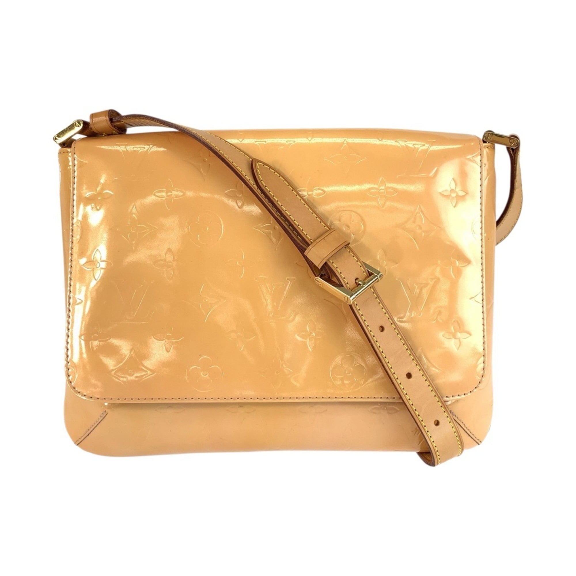Louis Vuitton Beige Patent Leather Handbag Shoulder Bag (Pre-Owned)