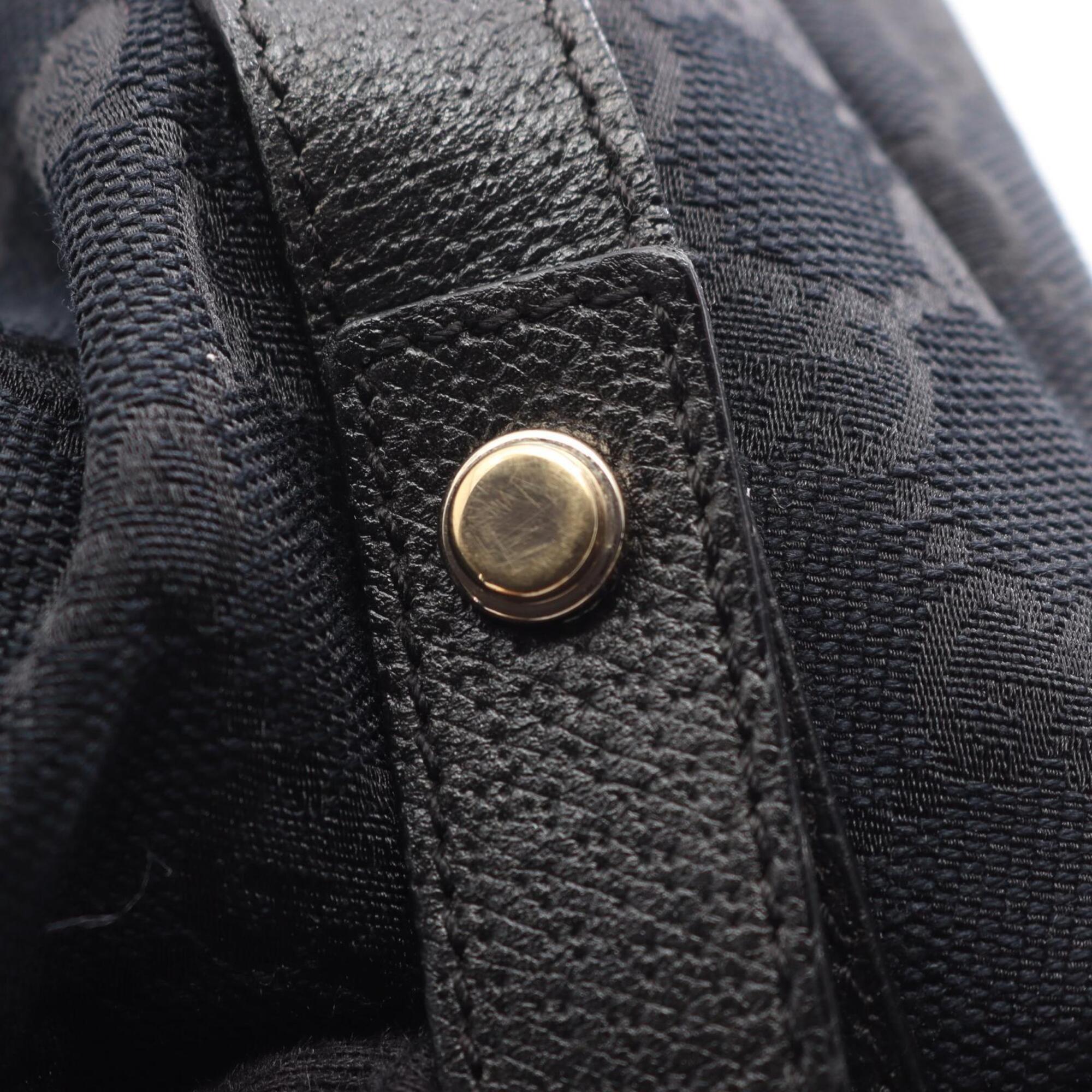 Gucci Black Gg Canvas Leather Handbag Shoulder Bag (Pre-Owned)