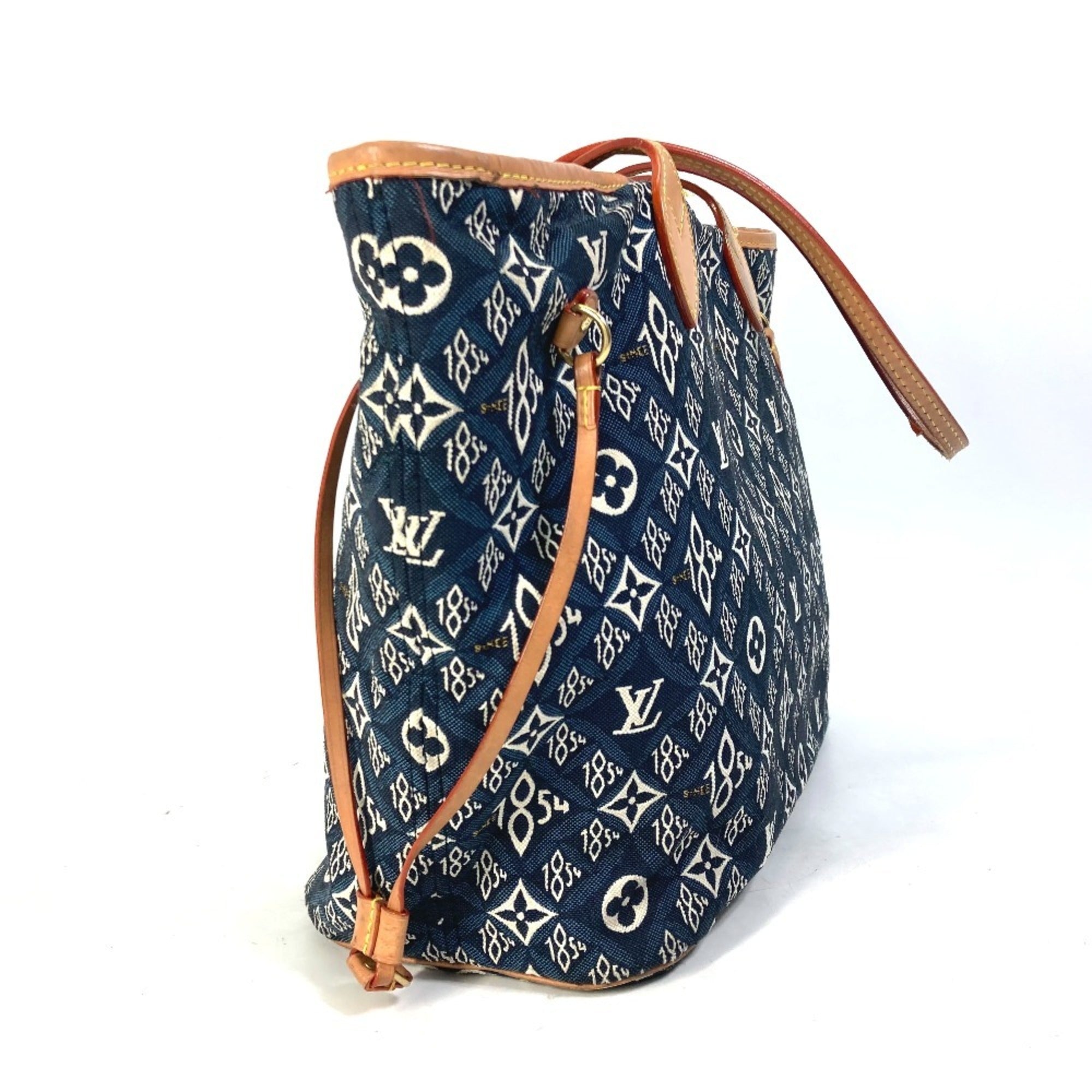 Louis Vuitton Navy Jacquard Shoulder Bag Tote Bag (Pre-Owned)