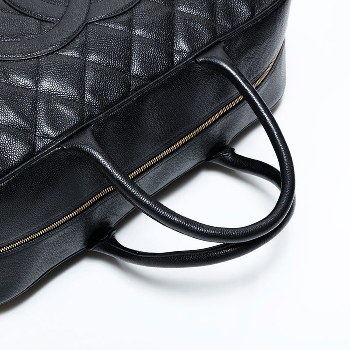 Chanel Matelasse Black Grained Calfskin Boston Bag (Pre-Owned)