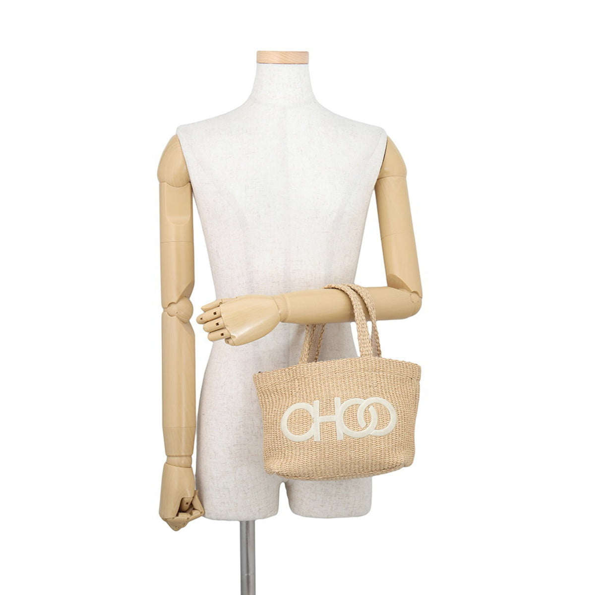Jimmy Choo Beige Raffia Leather Handbag Shoulder Bag (Pre-Owned)