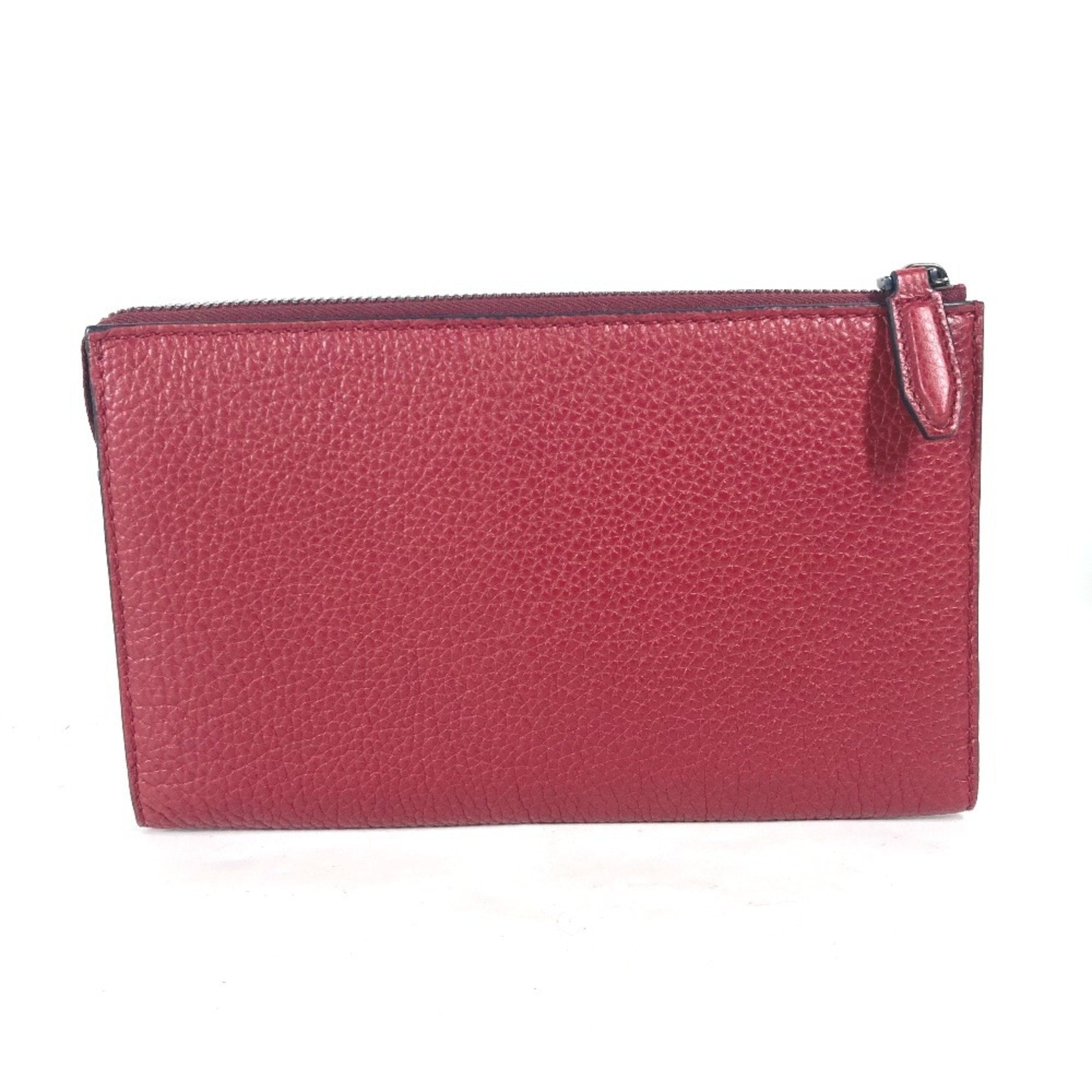 Salvatore Ferragamo Red Color Leather Clutch Bag Pouch (Pre-Owned)
