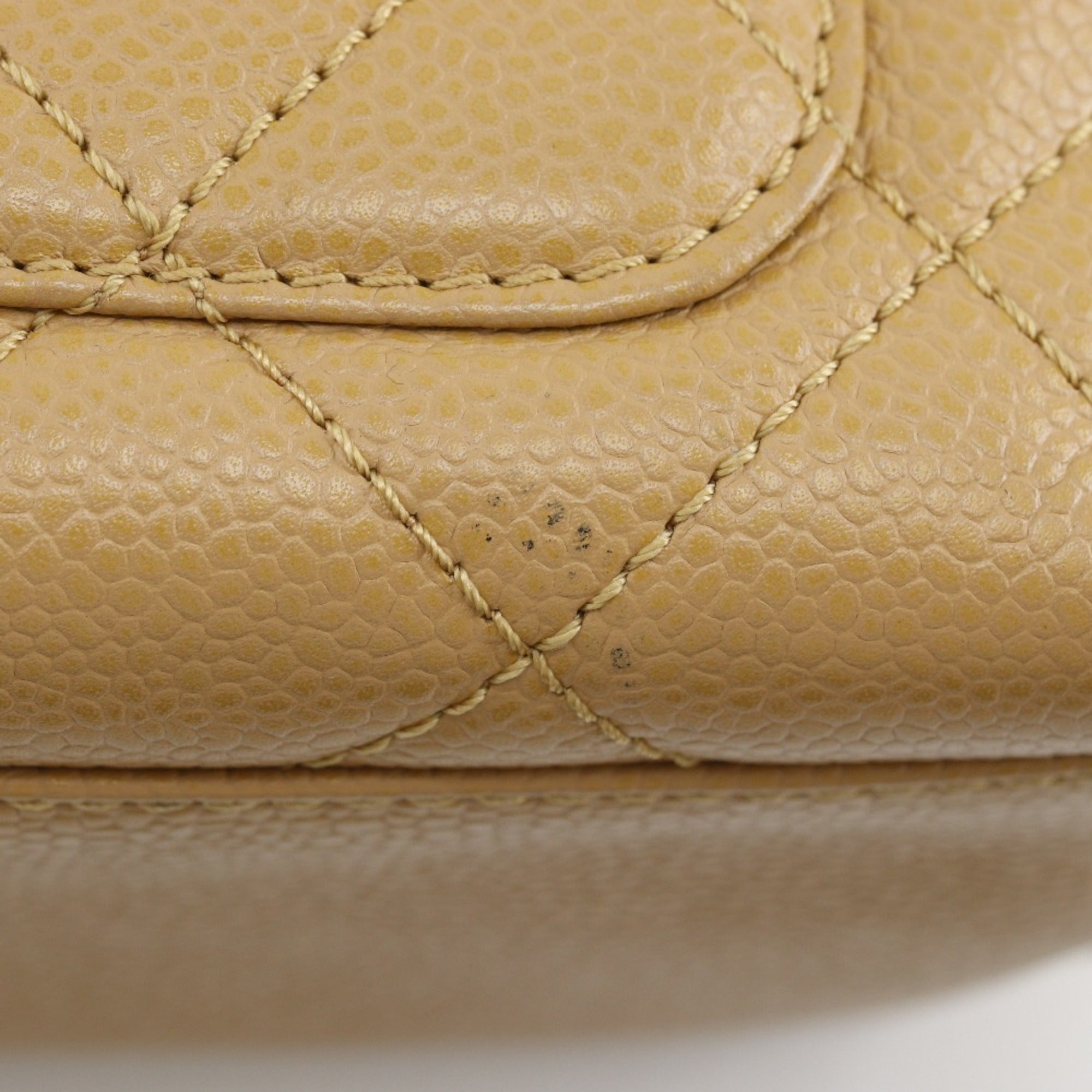 Chanel Beige Grained Calfskin Handbag (Pre-Owned)