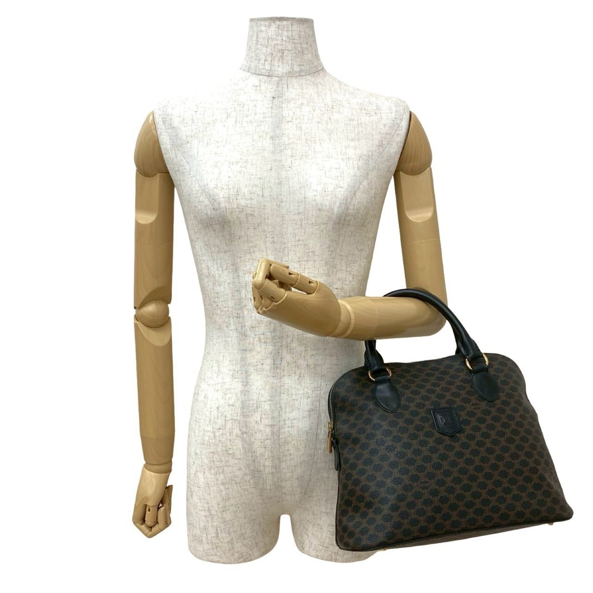 Celine Black Brown Leather Boston Bag Handbag (Pre-Owned)