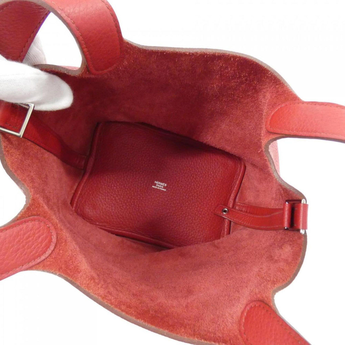 Hermes Rouge Garance Taurillon Clemence Leather Handbag (Pre-Owned)
