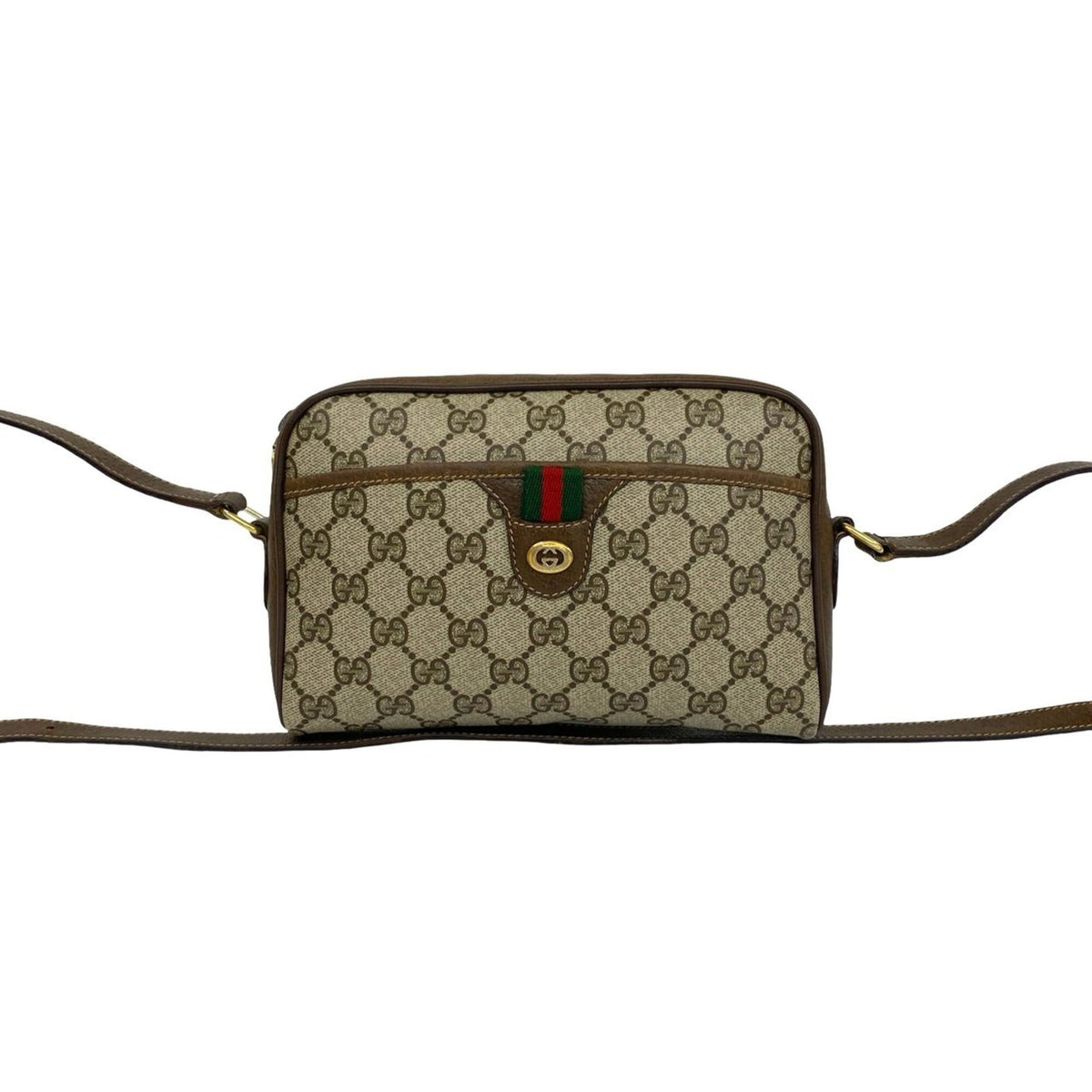 Gucci Brown Green Red Color Leather Pvc Pochette Shoulder Bag (Pre-Owned)