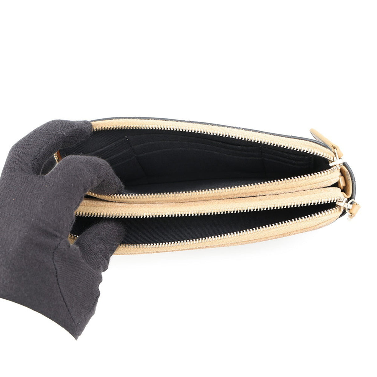 Chanel Matelasse Beige Black Suede Leather Handbag Shoulder Bag (Pre-Owned)