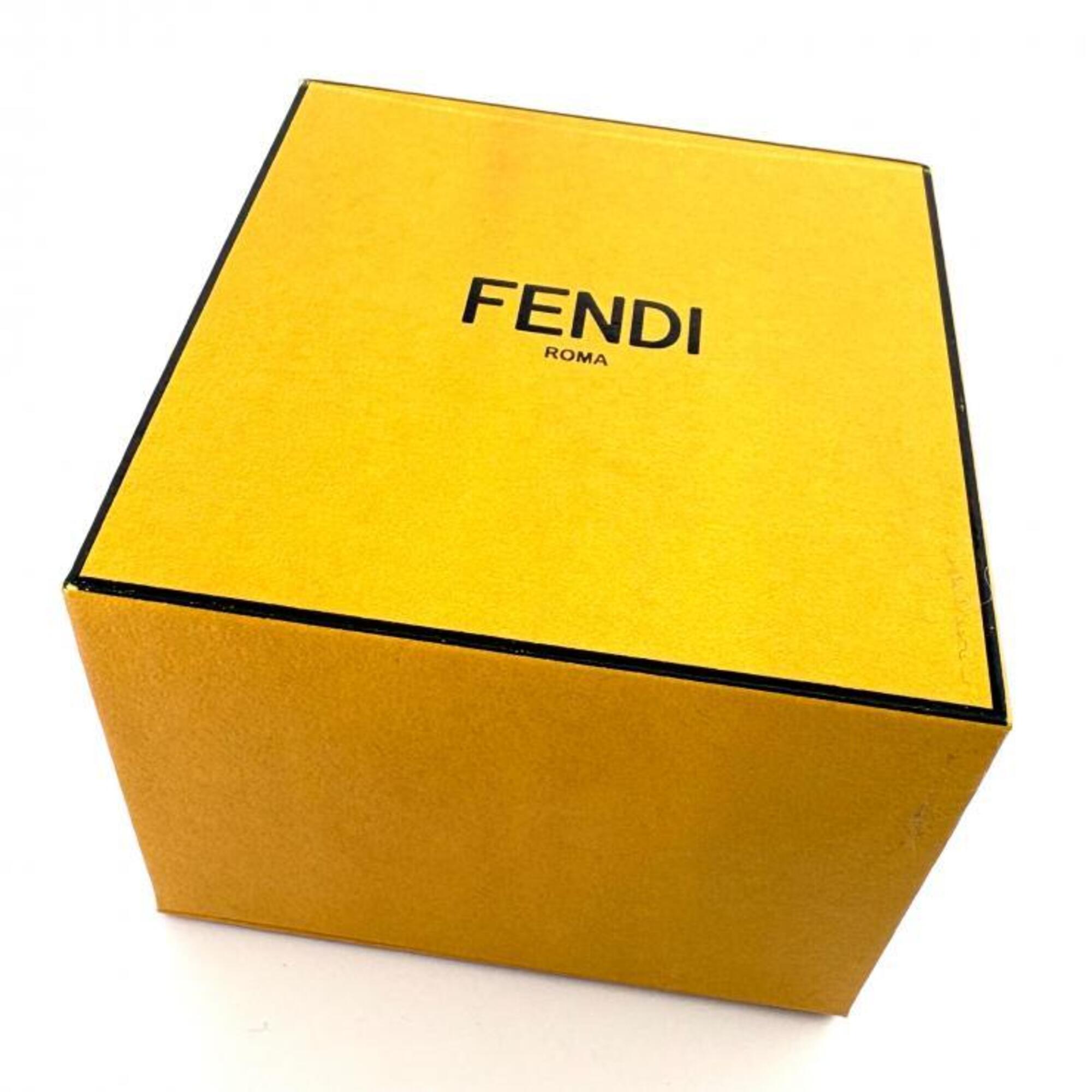 Fendi Silver Metal Rhinestone Band Ring (Pre-Owned)