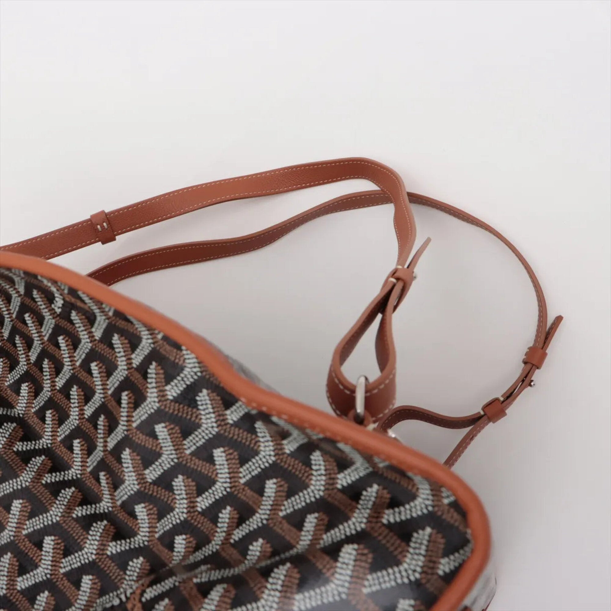 Goyard Brown Leather Coated Canvas Backpack Shoulder Bag (Pre-Owned)