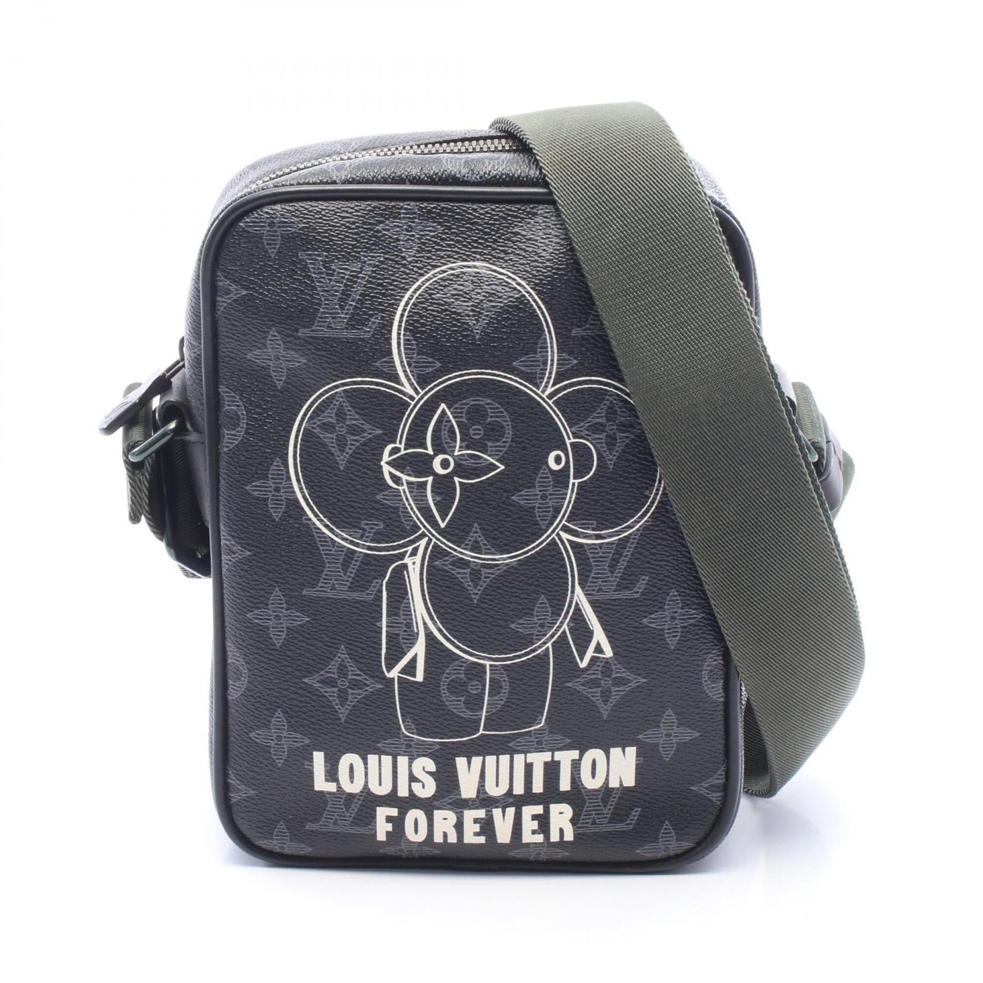 Louis Vuitton Black Khaki White Coated Canvas Leather Handbag Shoulder Bag (Pre-Owned)