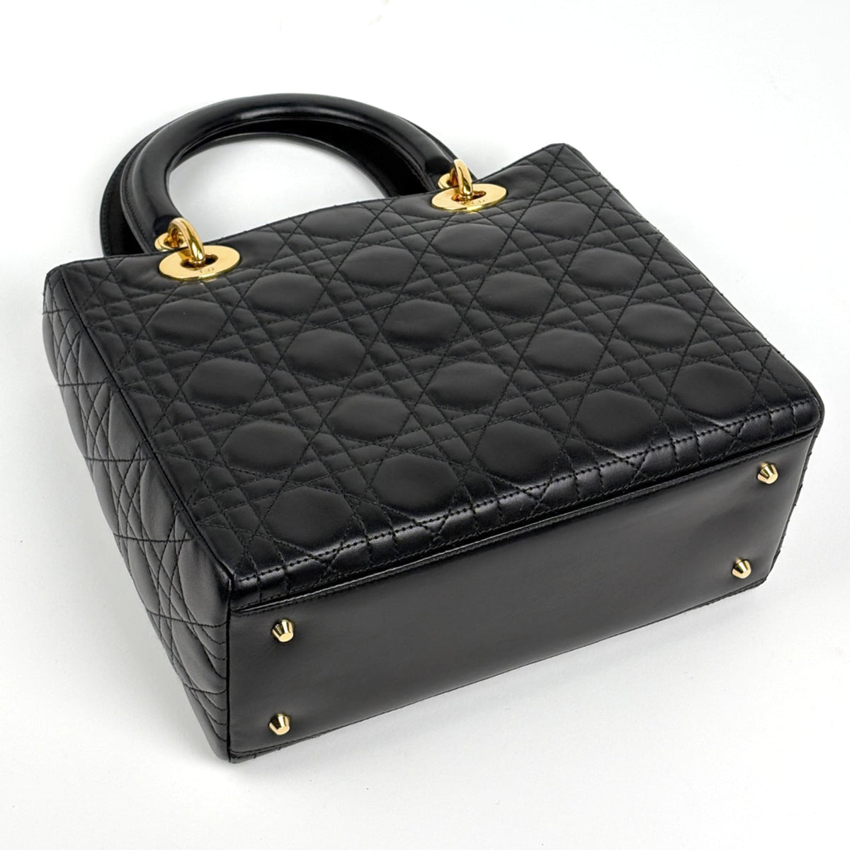 Christian Dior Lady Dior Black Leather Handbag (Pre-Owned)