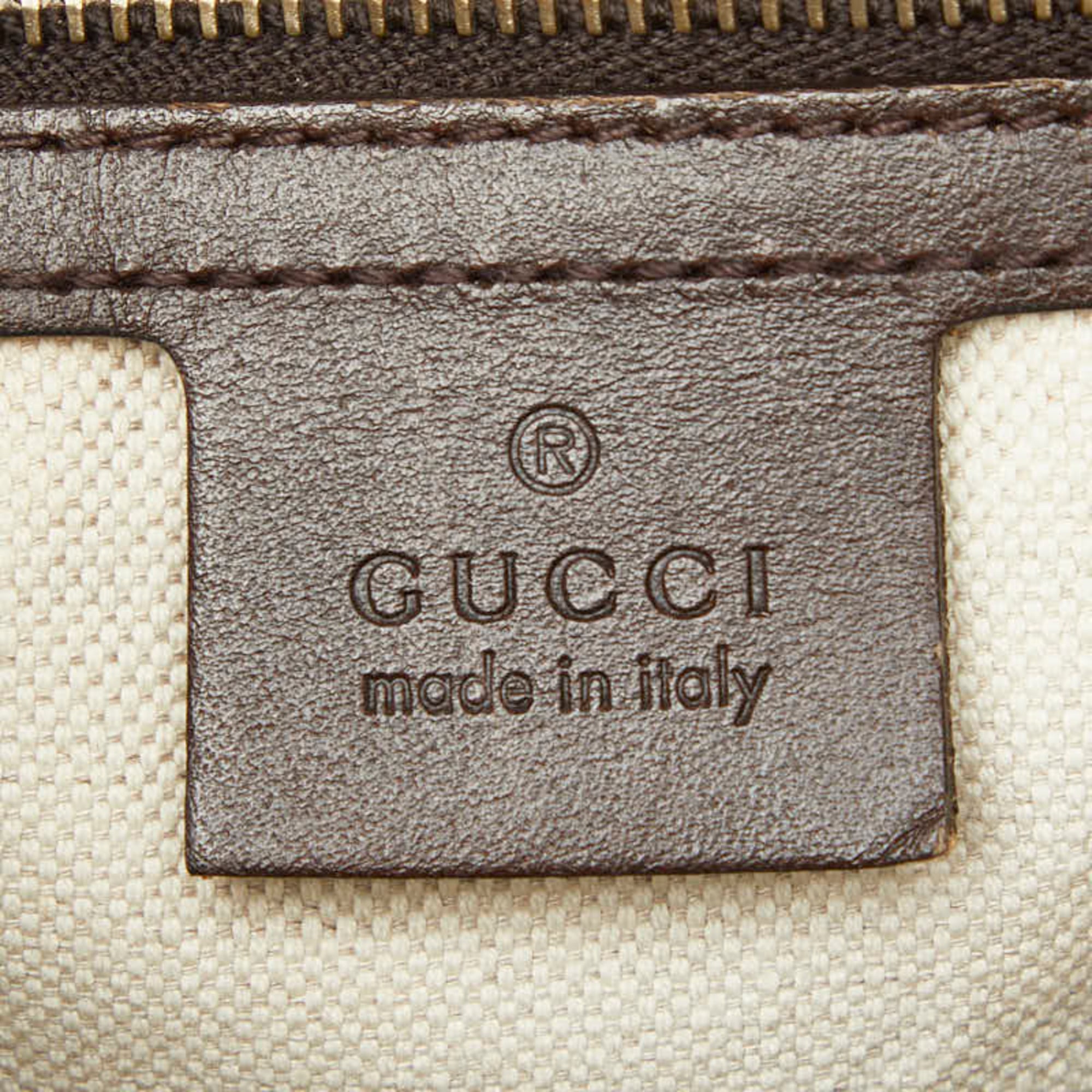 Gucci Beige Brown Canvas Leather Handbag Shoulder Bag (Pre-Owned)