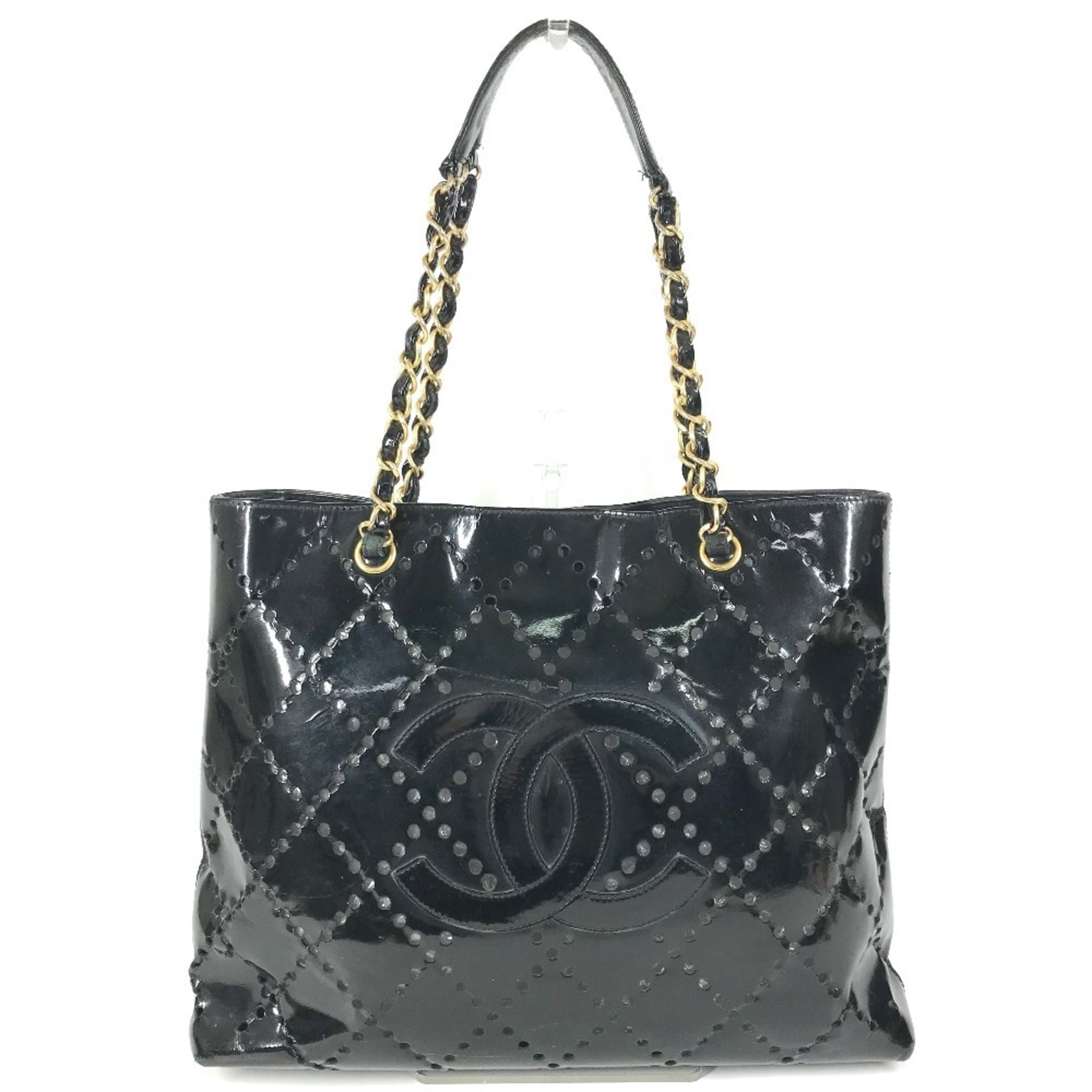 Chanel Black Leather Shoulder Bag Tote Bag (Pre-Owned)