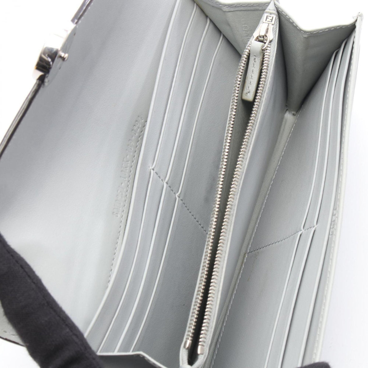 Fendi Gray Leather Long Wallet (Bi-Fold) (Pre-Owned)