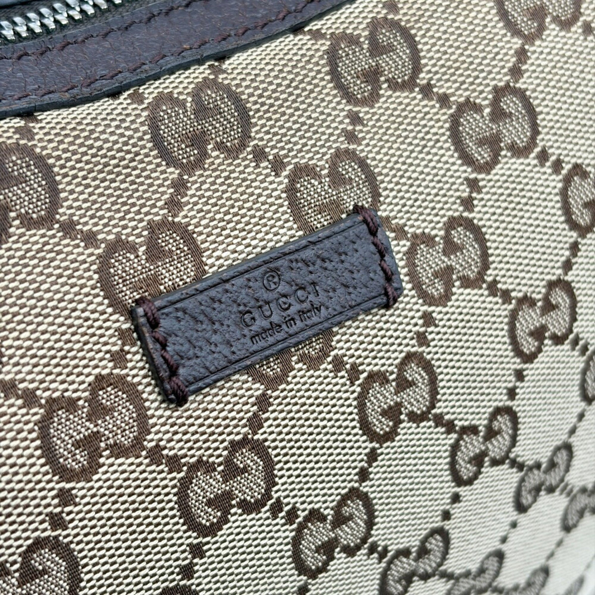 Gucci Beige Brown Canvas Leather Shoulder Bag (Pre-Owned)
