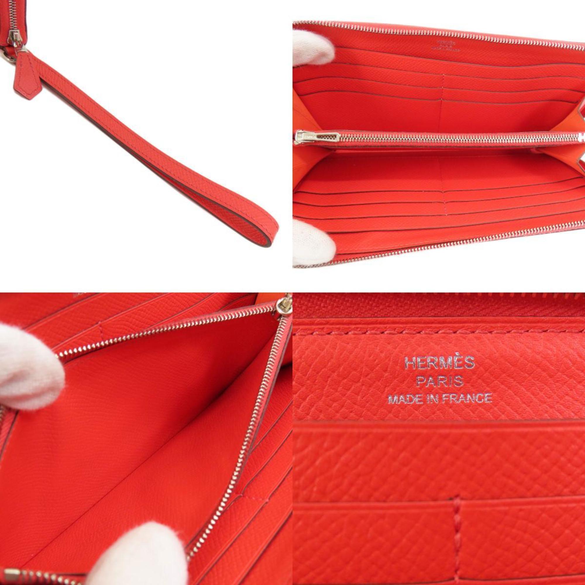 Hermes Red Color Epsom Leather Long Wallet (Bi-Fold) (Pre-Owned)