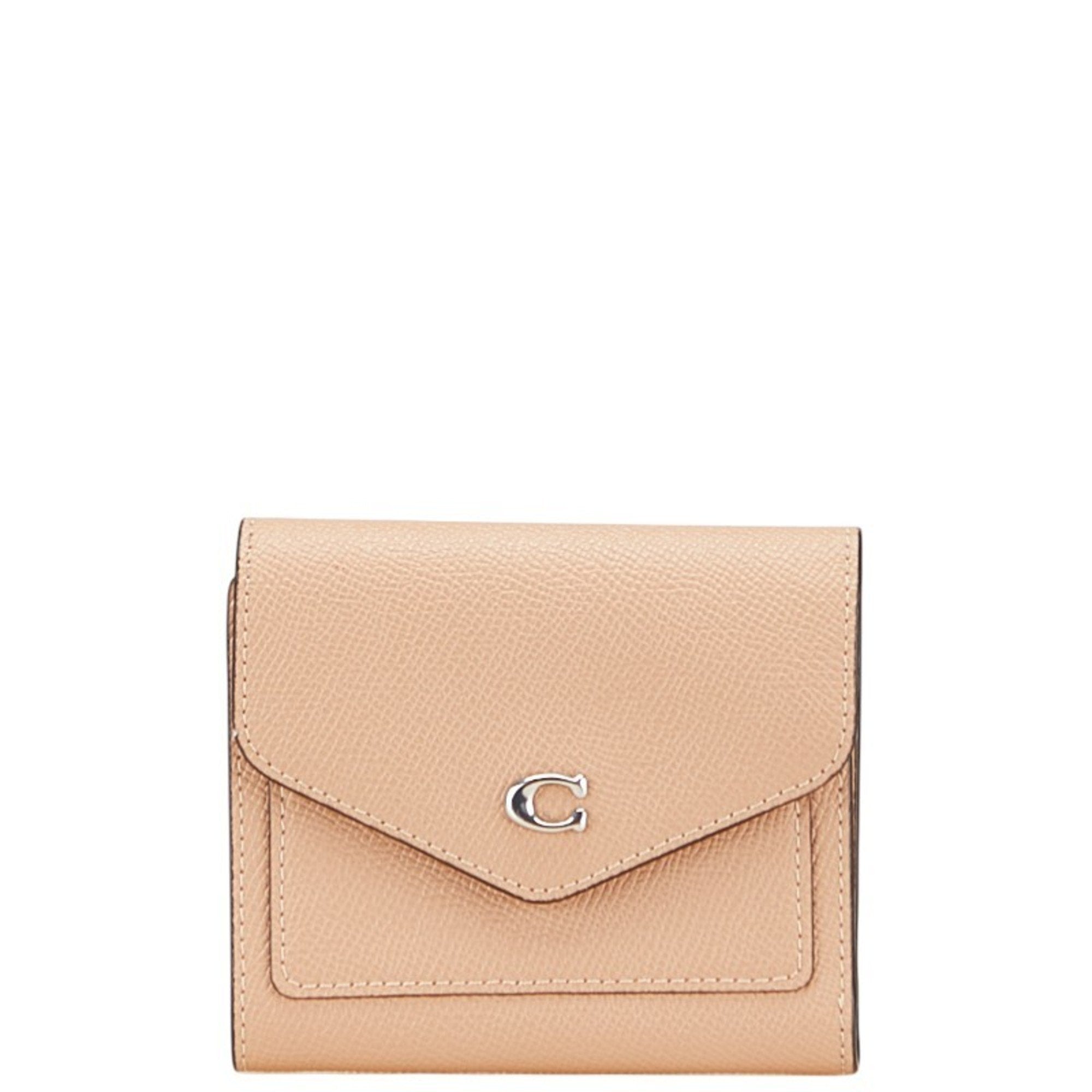 Coach Beige Leather Wallet (Tri-Fold) (Pre-Owned)