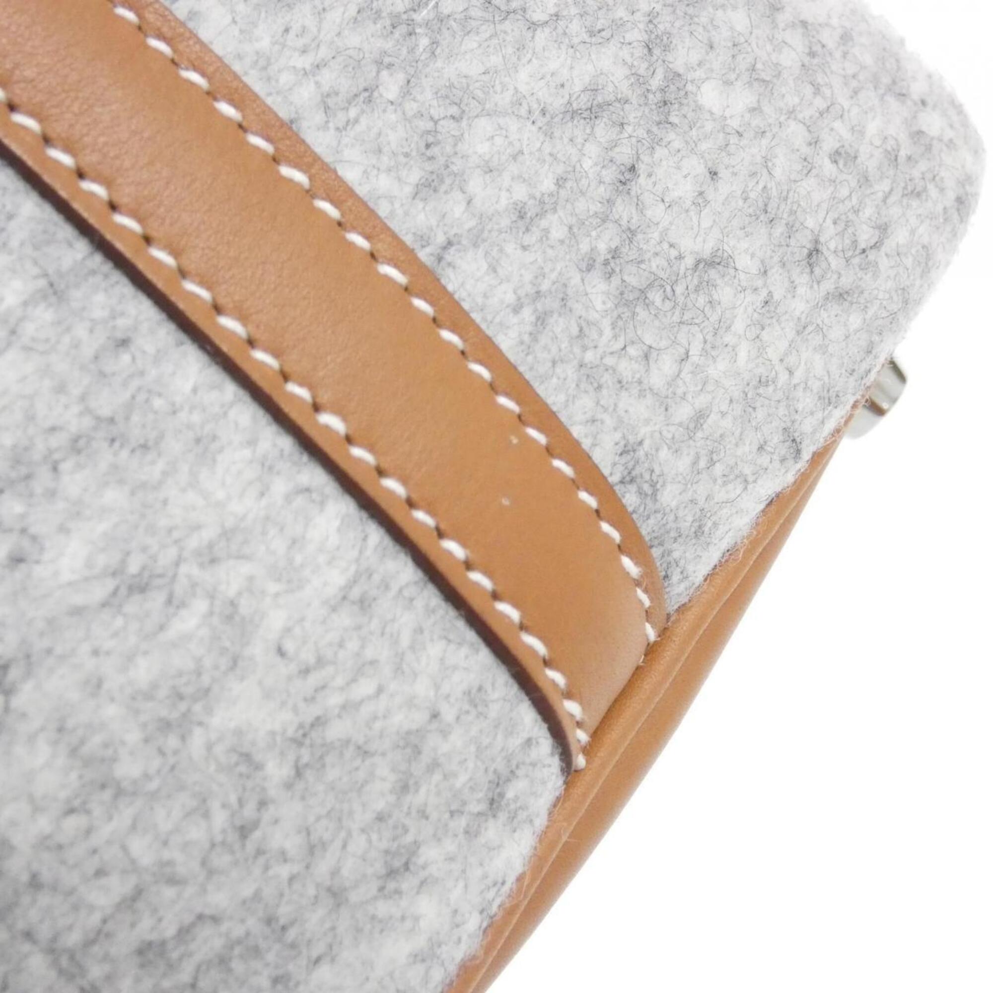 Hermes Gold Gray Felt Swift Leather Handbag (Pre-Owned)