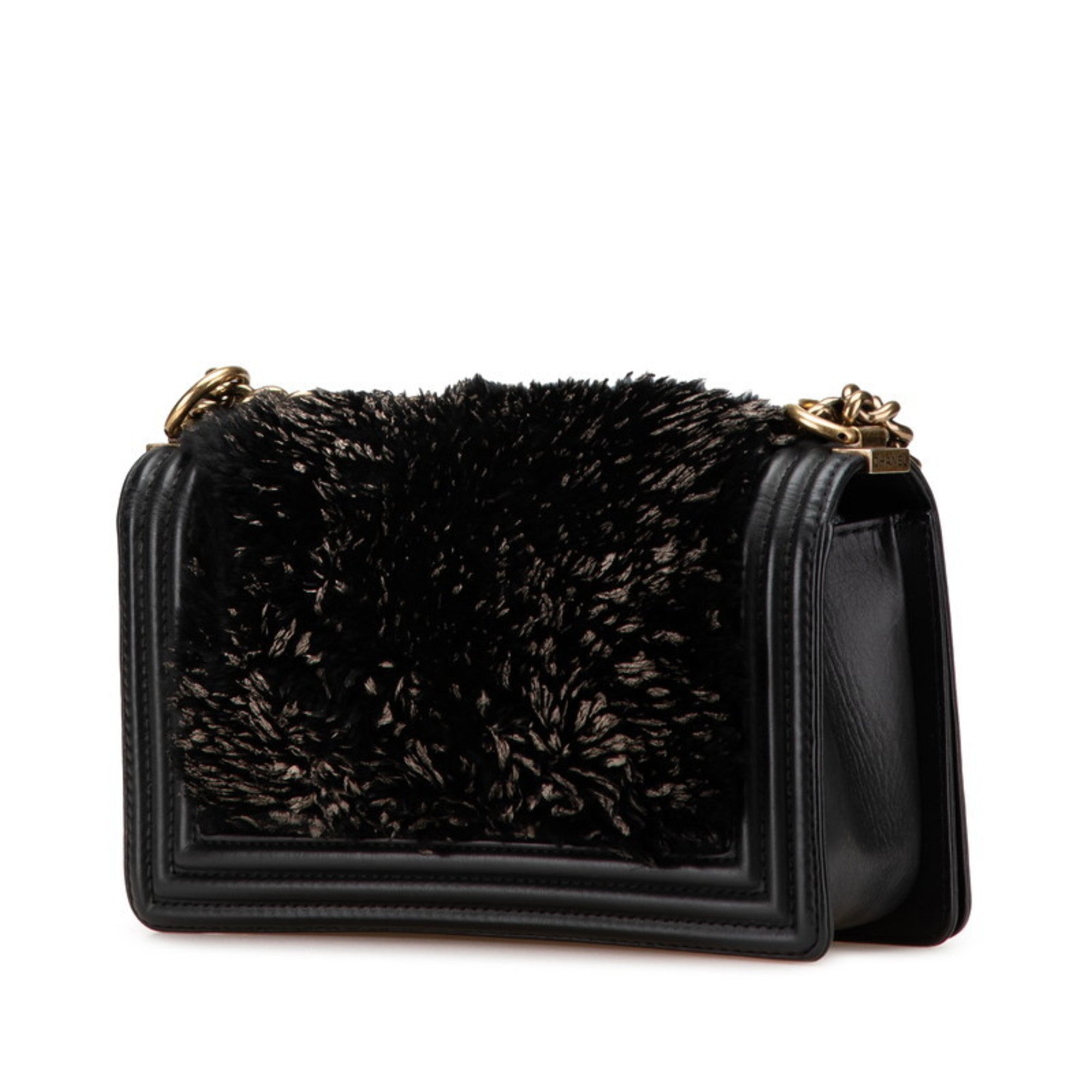 Chanel Black Fur Leather Shoulder Bag (Pre-Owned)
