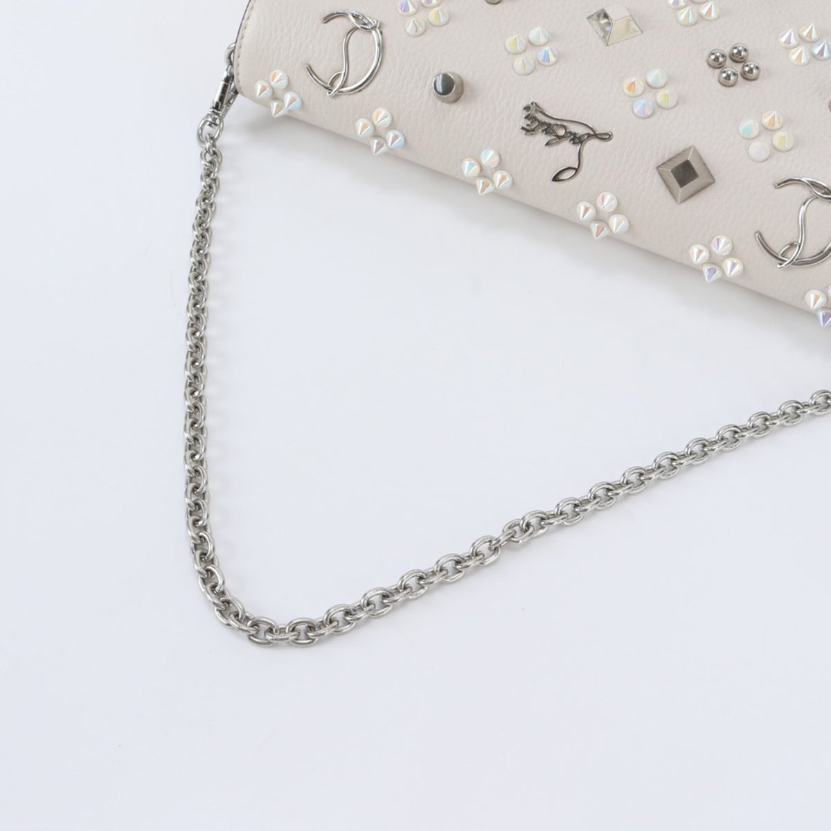 Christian Louboutin Beige Leather Clutch Bag Handbag Shoulder Bag (Pre-Owned)