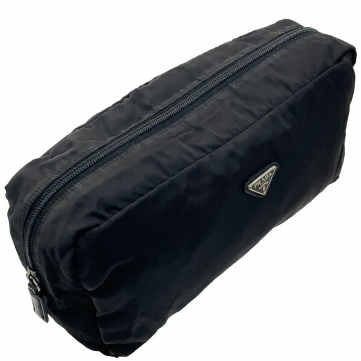Prada Black Nero Nylon Leather Pouch (Pre-Owned)