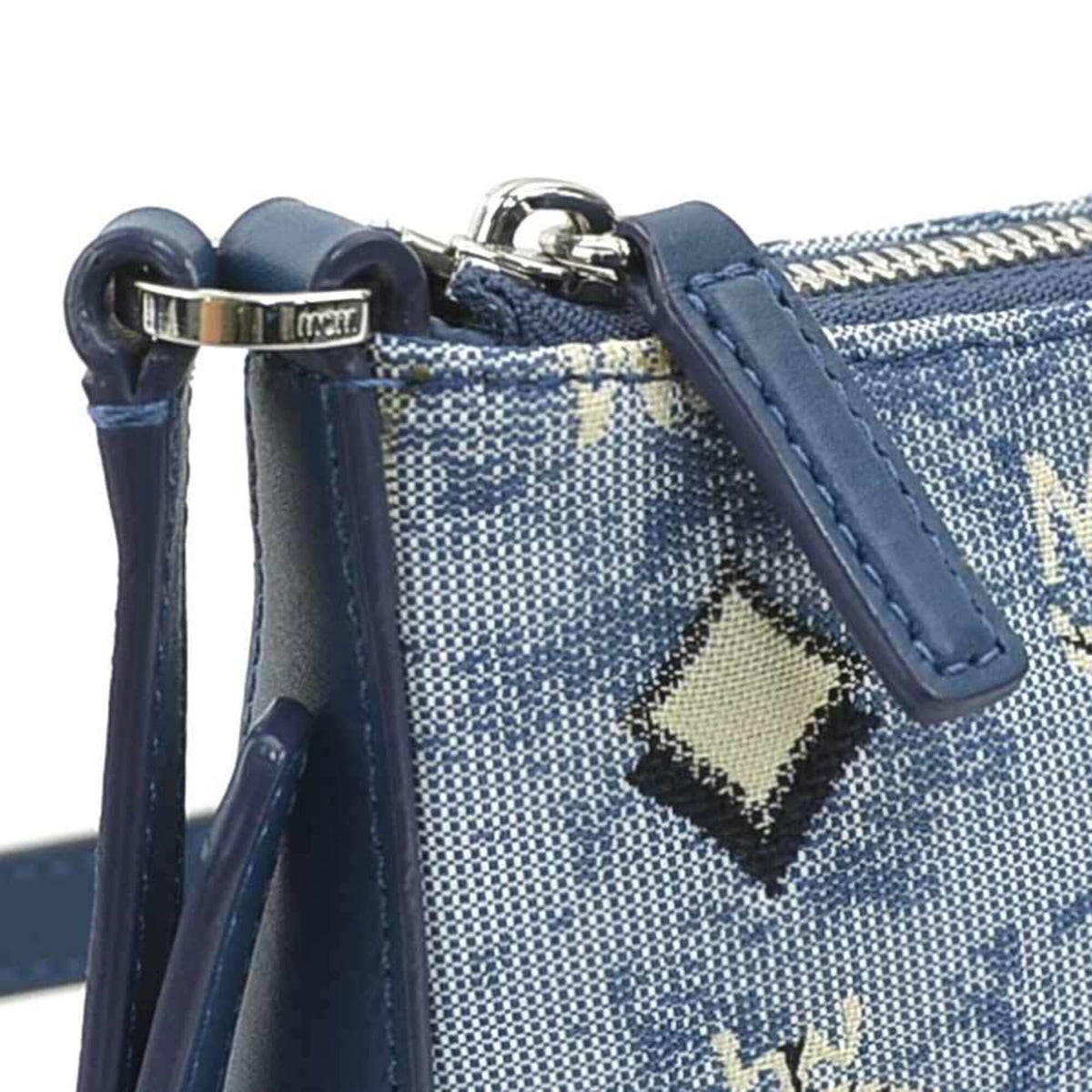 Mcm Blue Canvas Leather Shoulder Bag (Pre-Owned)